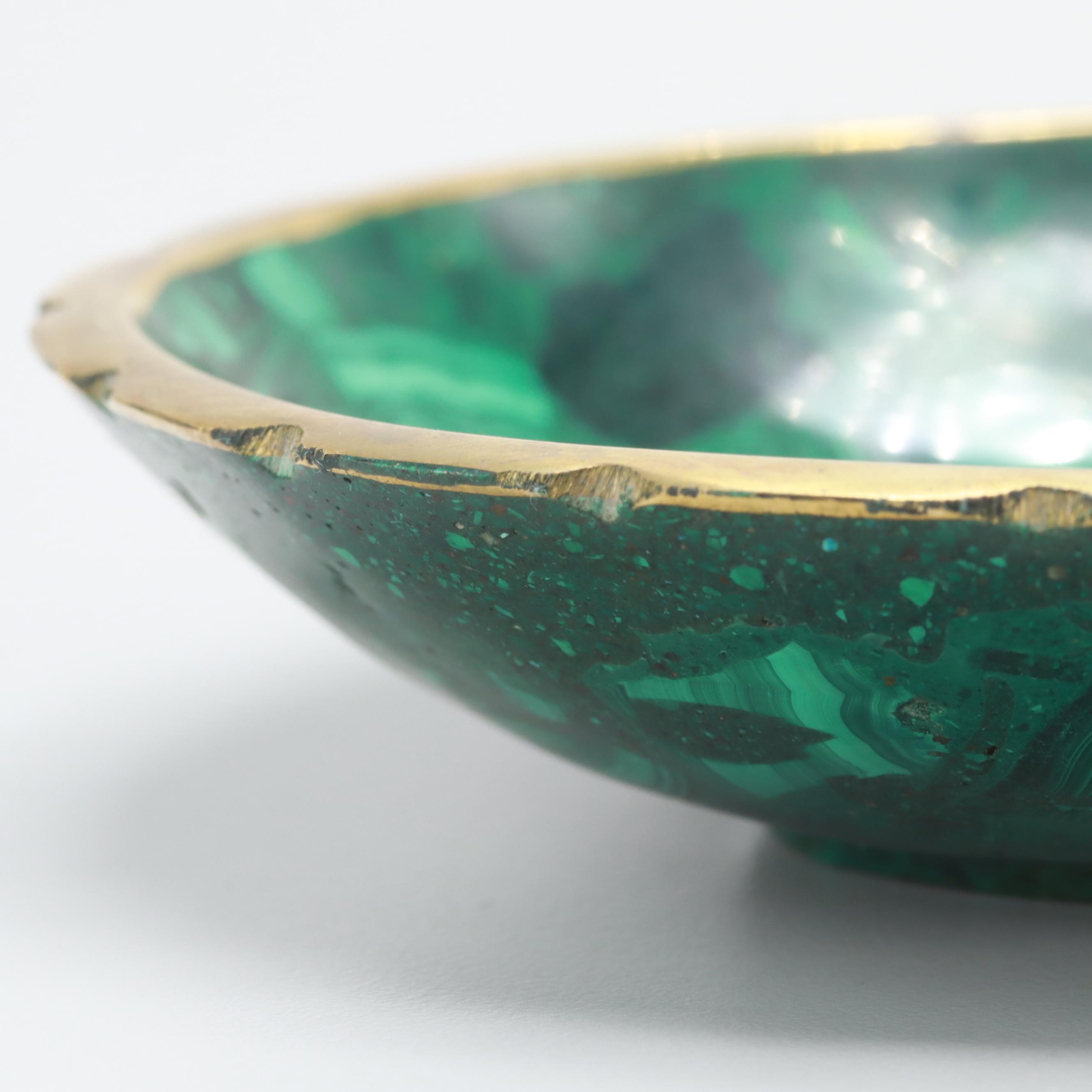 Malachite in Composite Bowl with Brass Ring