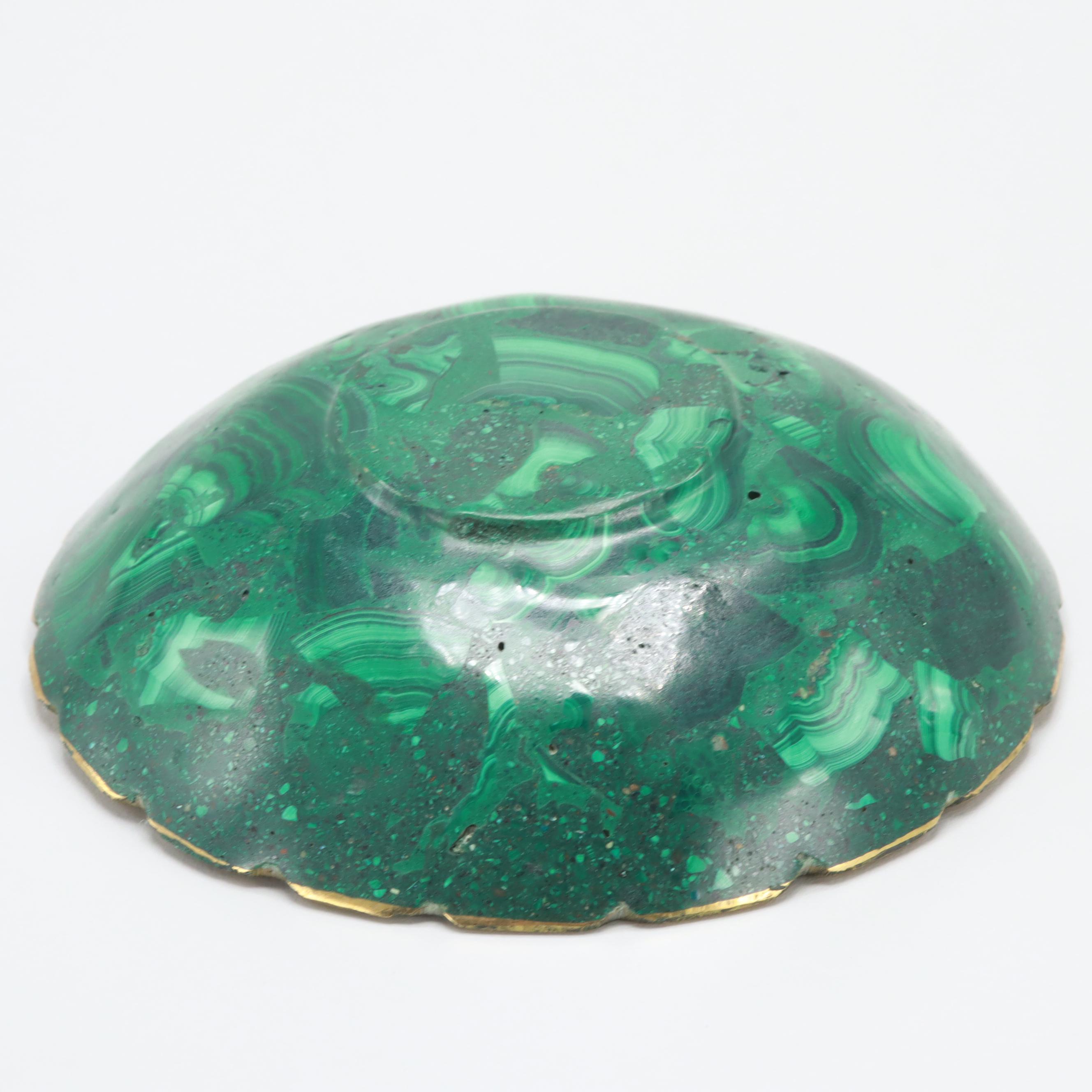 Malachite in Composite Bowl with Brass Ring