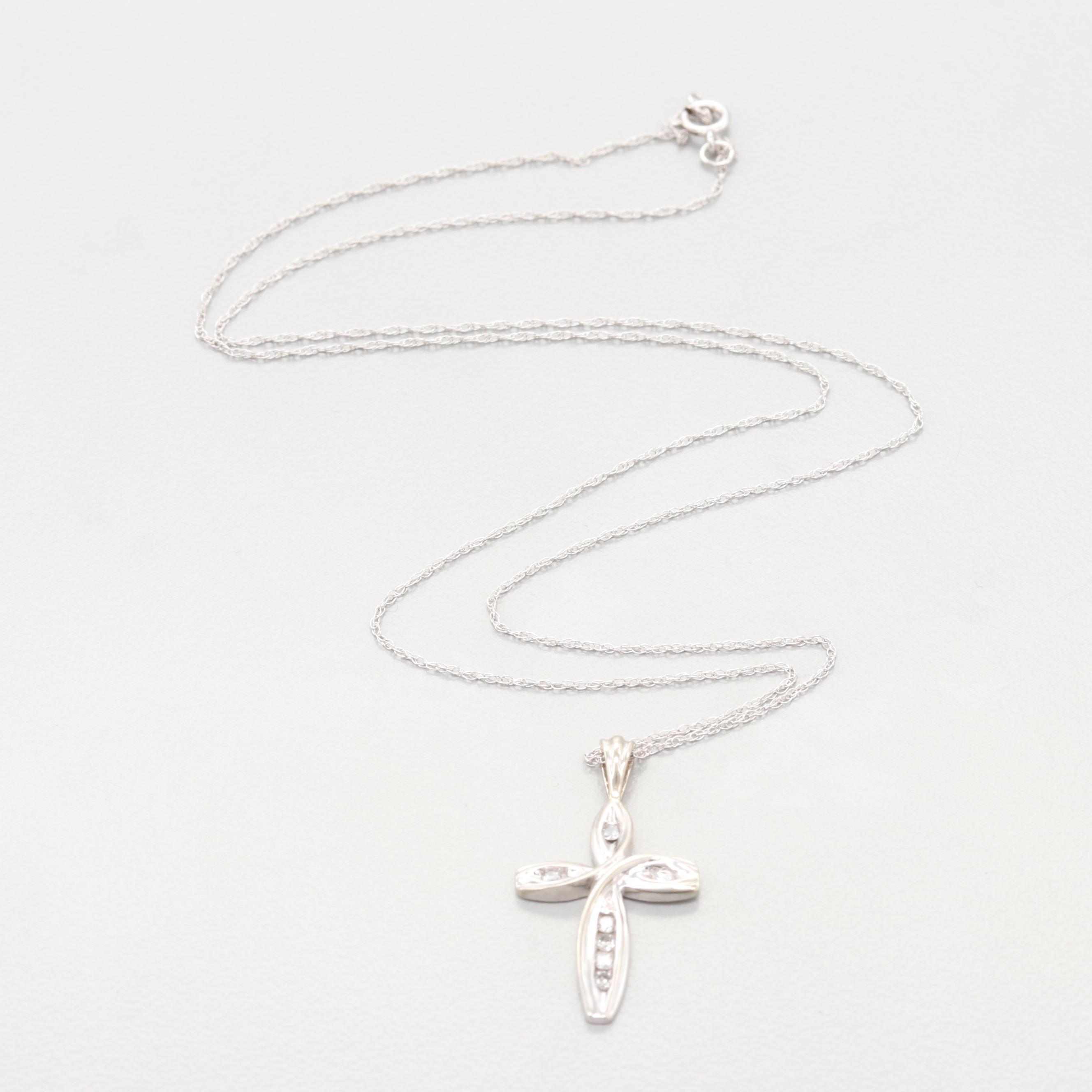 10K White Gold Diamond Necklace