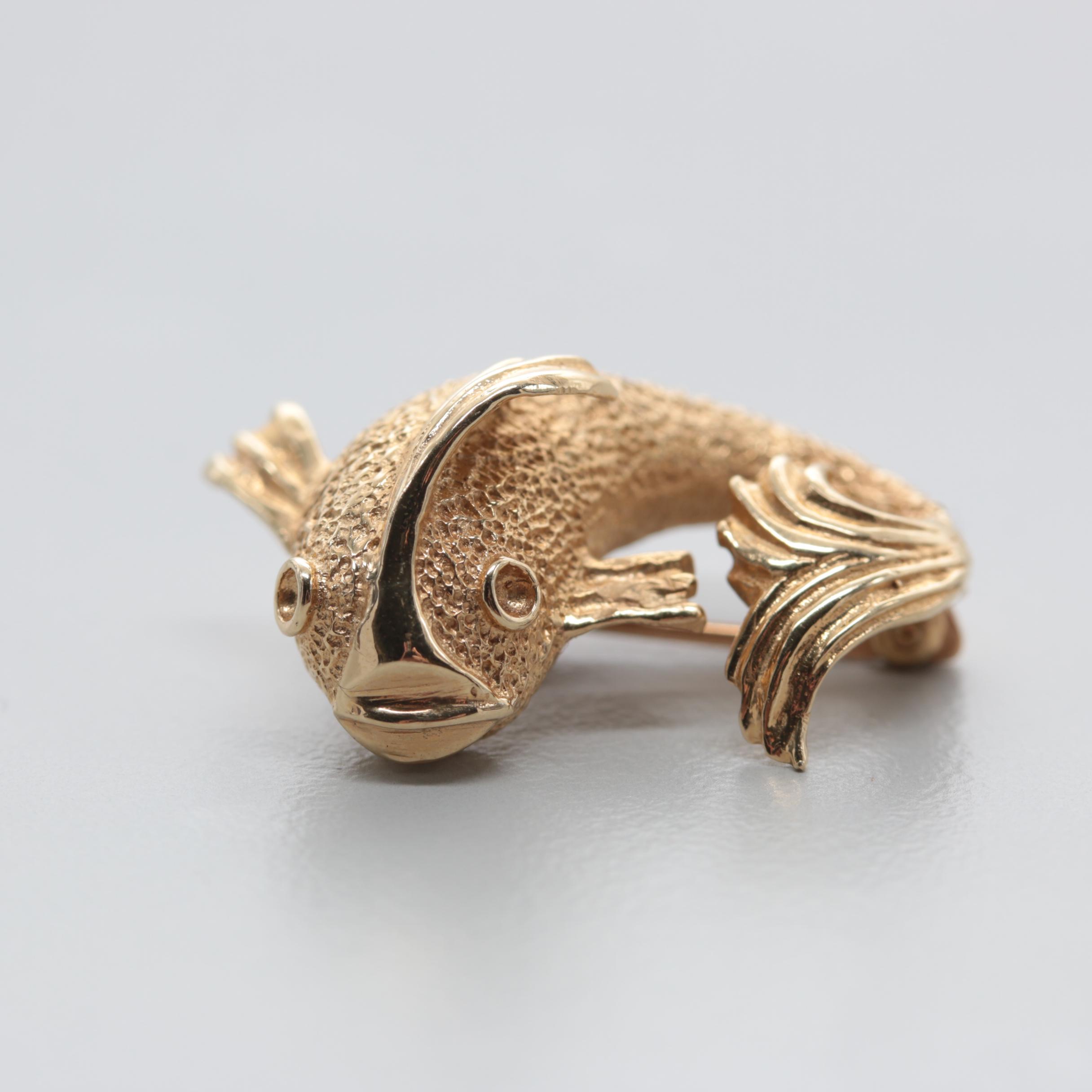 Vintage Carl D. Lindstrom & Sons 14K Gold Fish Brooch