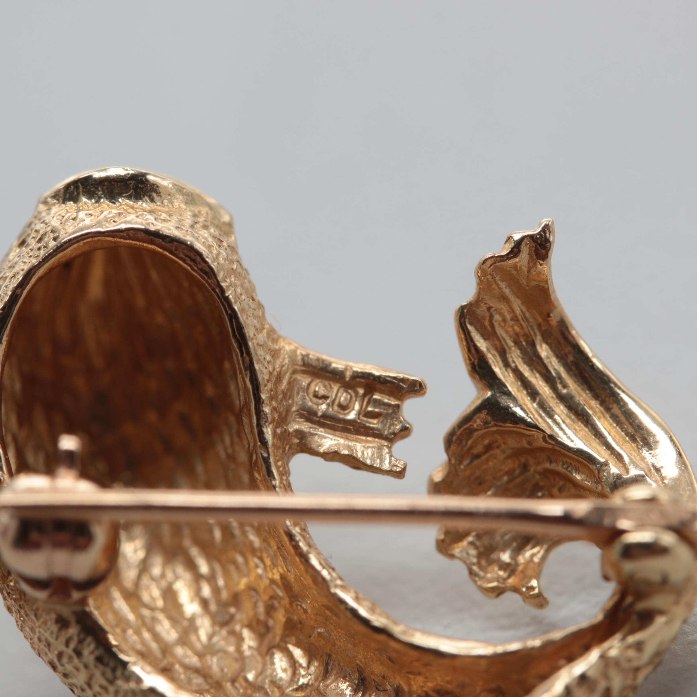 Vintage Carl D. Lindstrom & Sons 14K Gold Fish Brooch