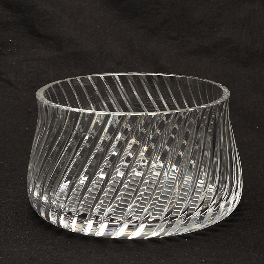 Crystal Serving Bowl with Ridged Design