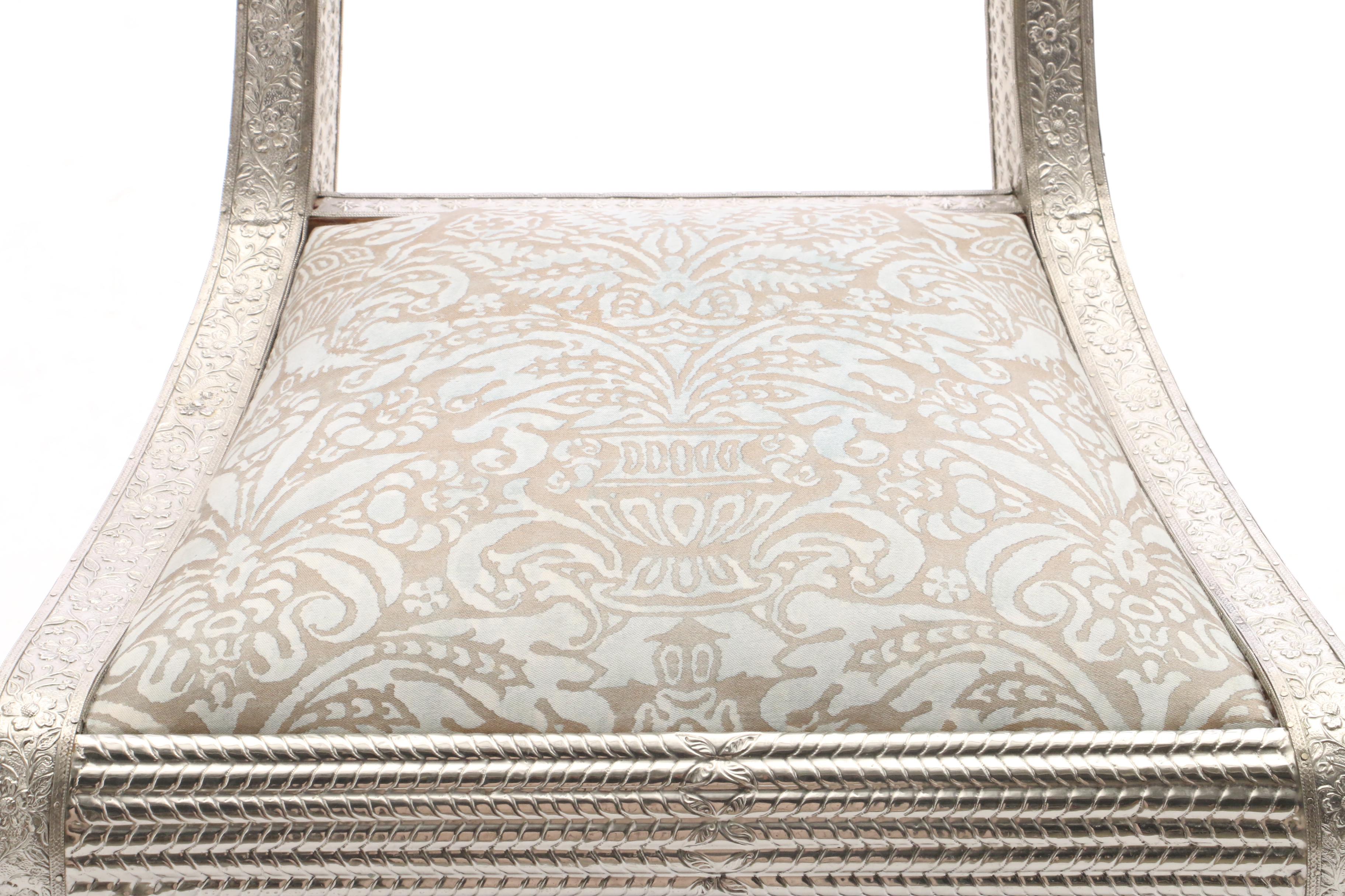 Indian Metal-over-Wood Repoussé Side Chair, 20th Century