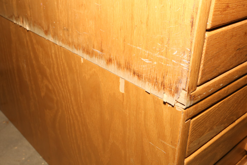 Oak Flat File Drafting Cabinets by Mayline, Late 20th Century