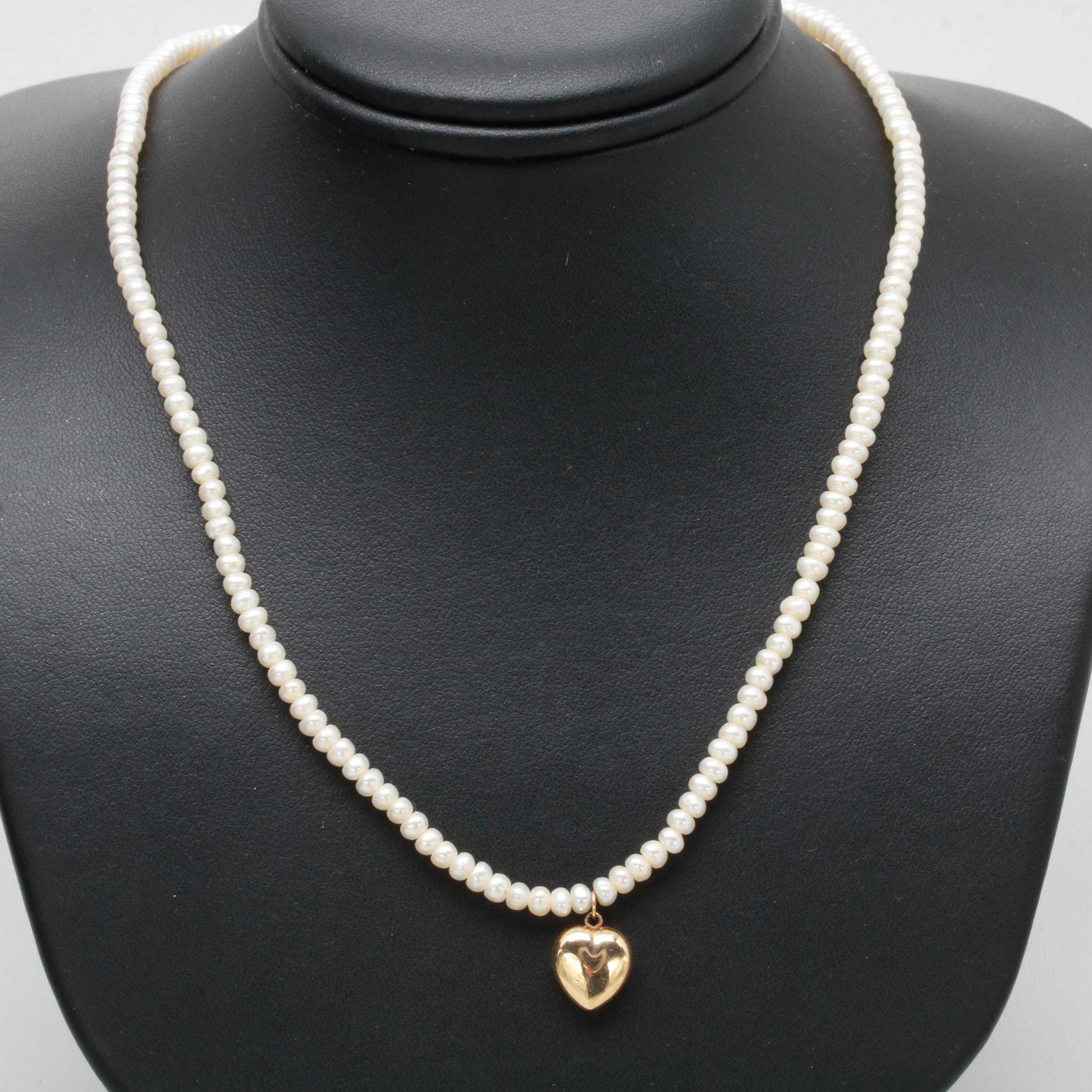 14K Yellow Gold Cultured Pearl Necklace