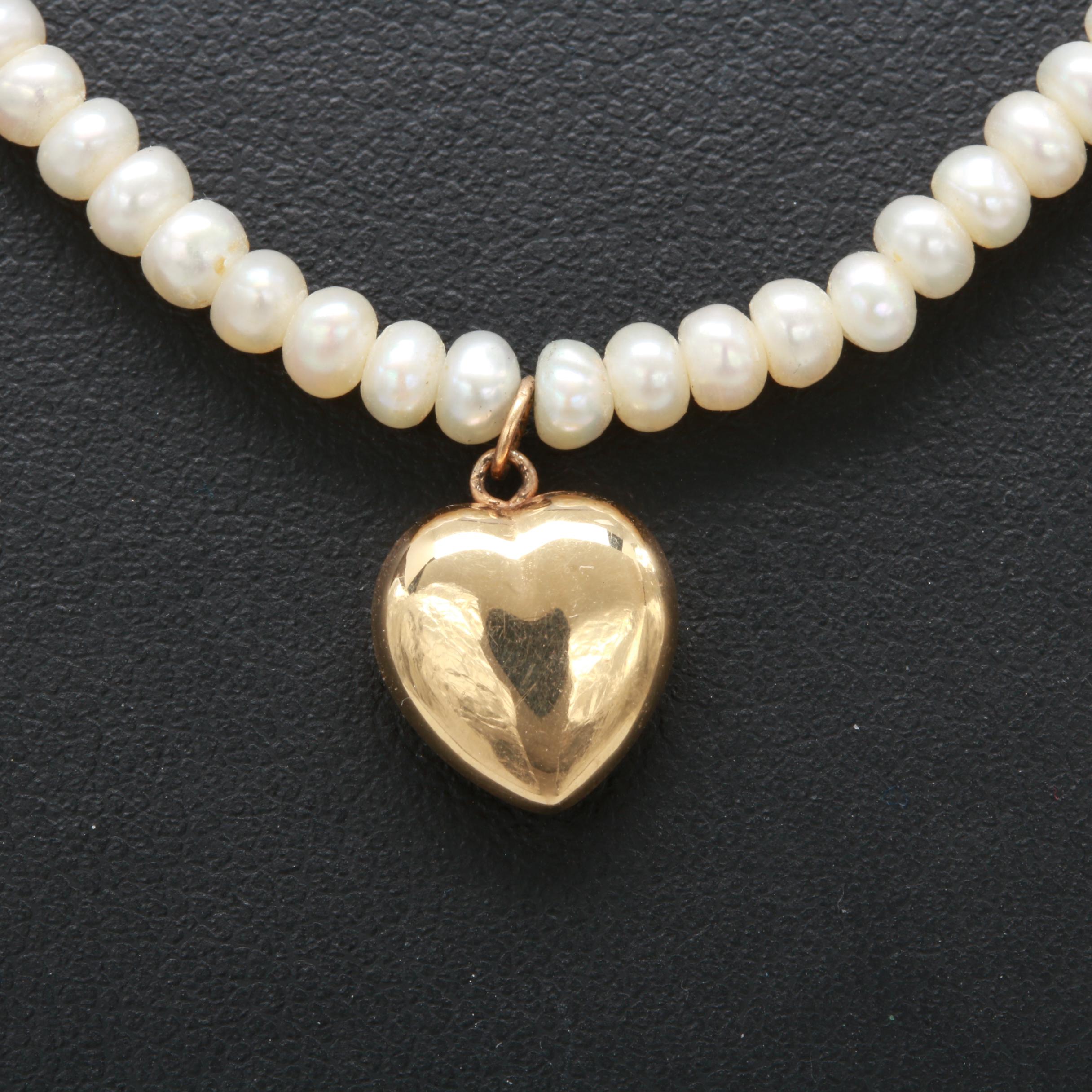 14K Yellow Gold Cultured Pearl Necklace