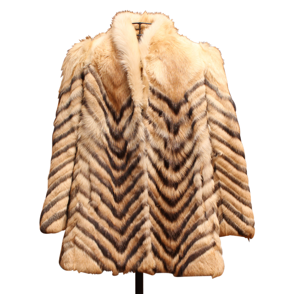Women's Vintage Dyed Chevron Fur Coat