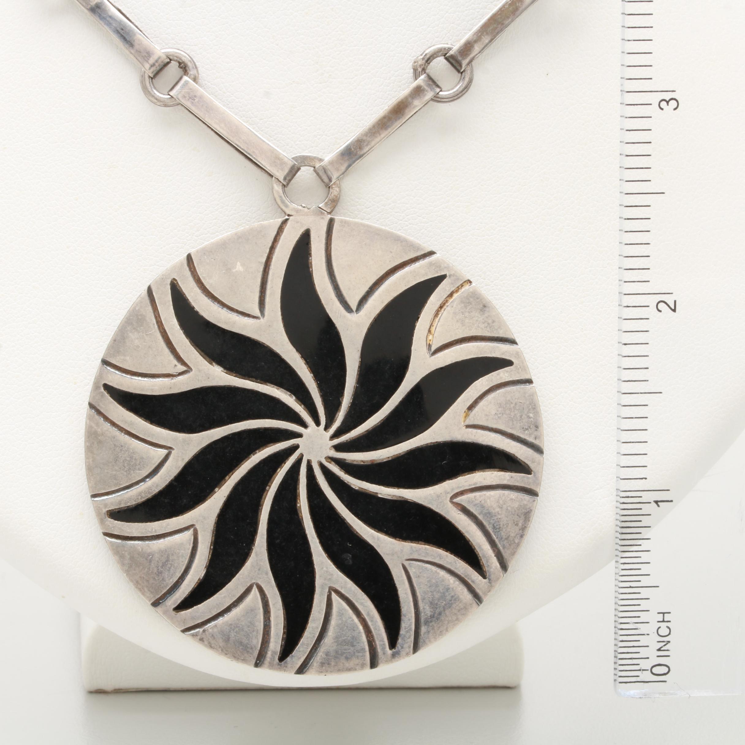 Mexican Sterling Silver Resin Necklace