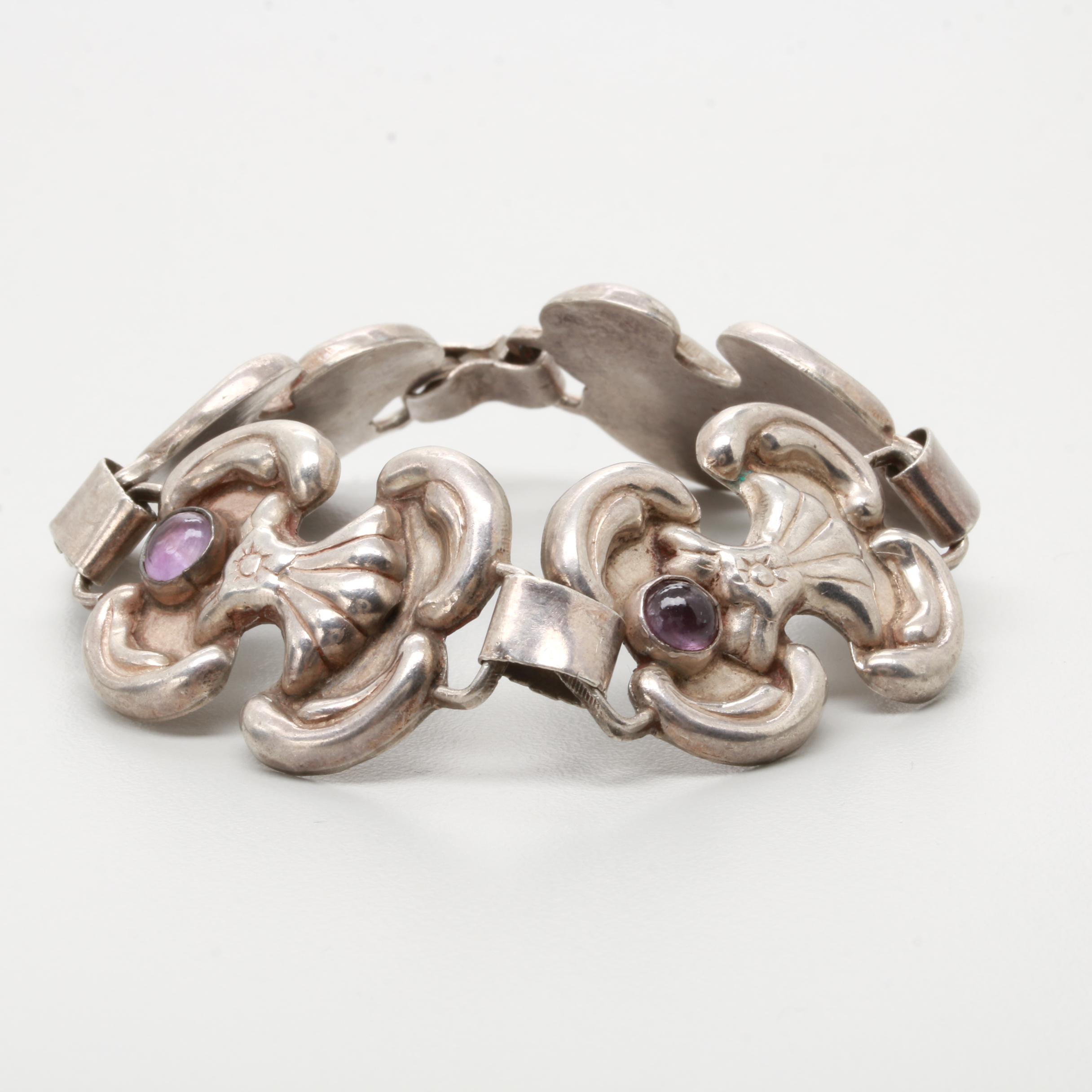 Mexican Sterling Silver Amethyst Bracelet