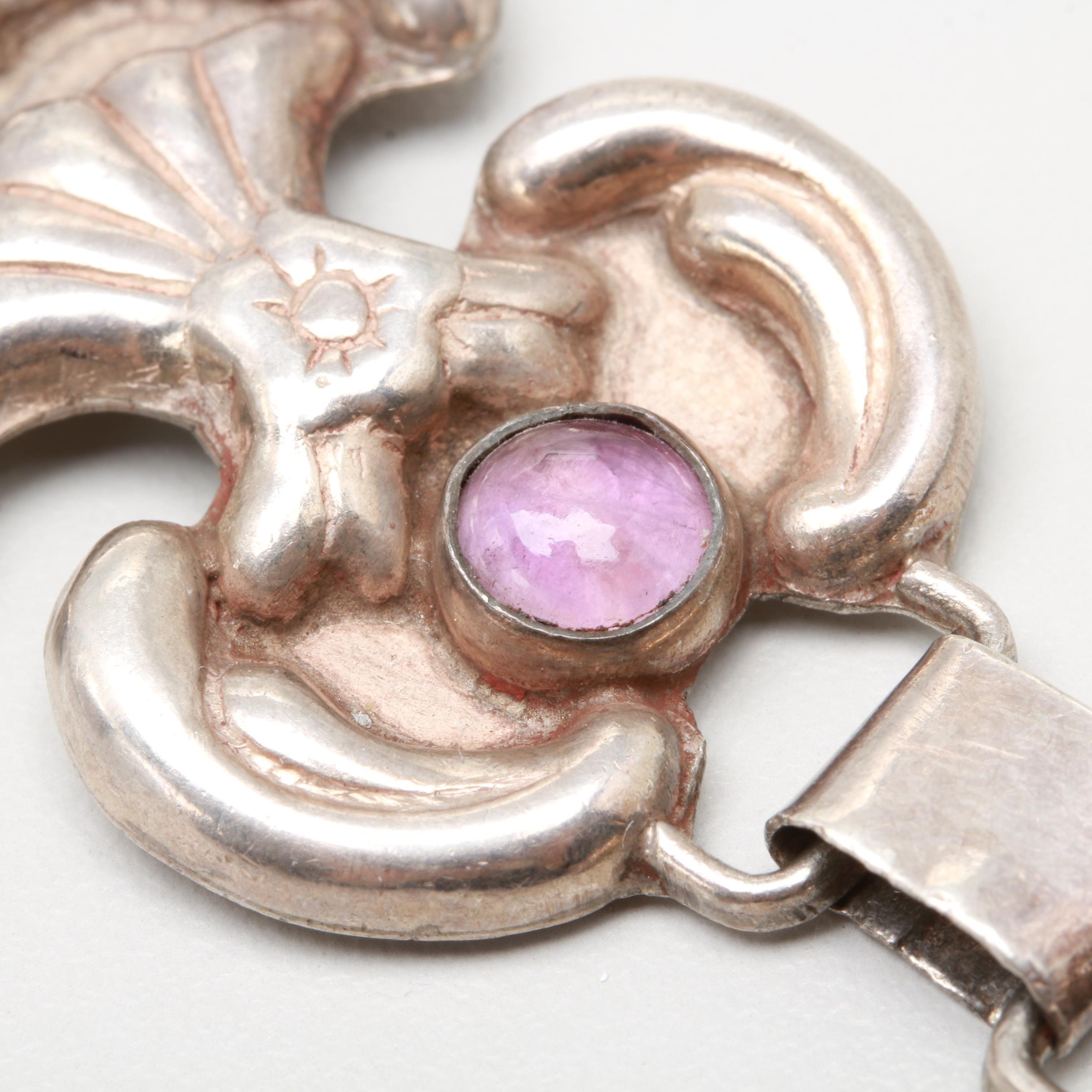 Mexican Sterling Silver Amethyst Bracelet