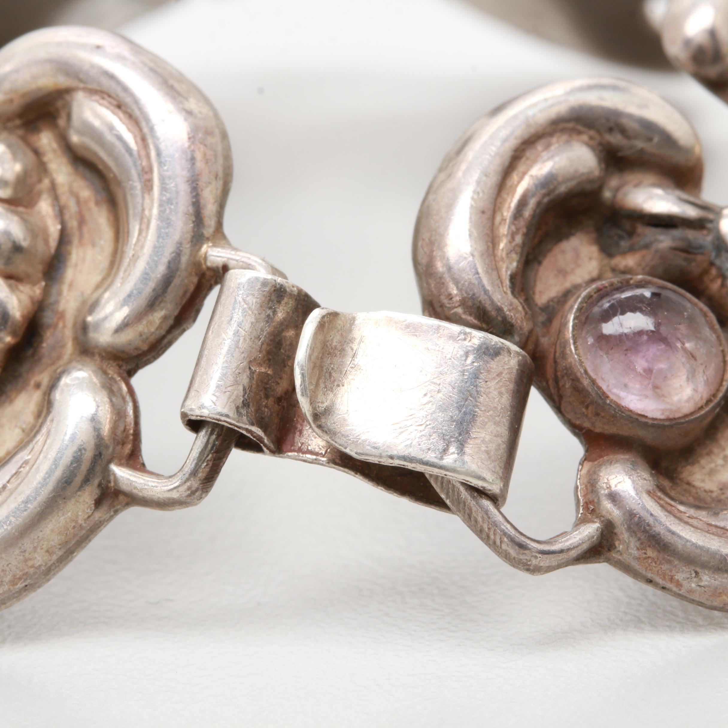 Mexican Sterling Silver Amethyst Bracelet