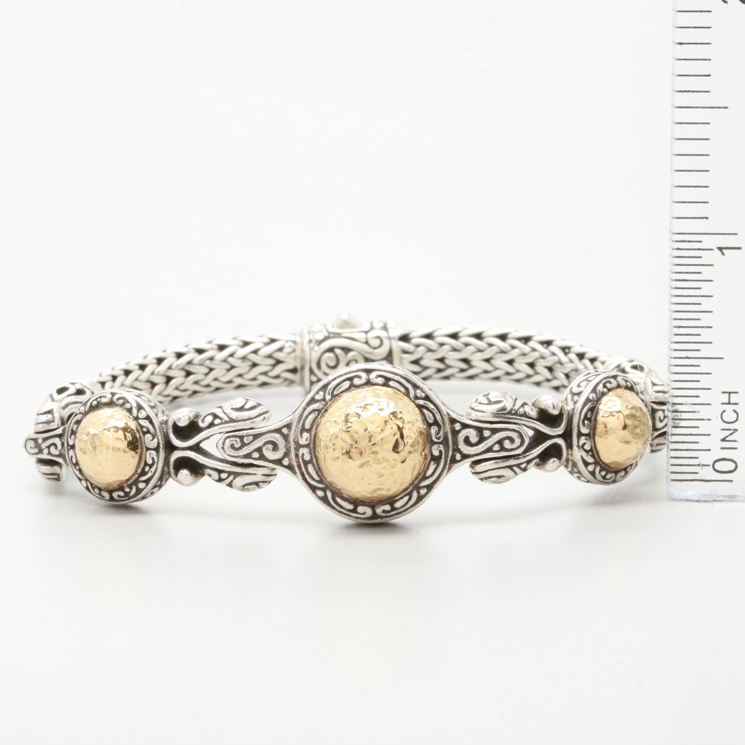 18K Yellow Gold and Sterling Silver Bracelet