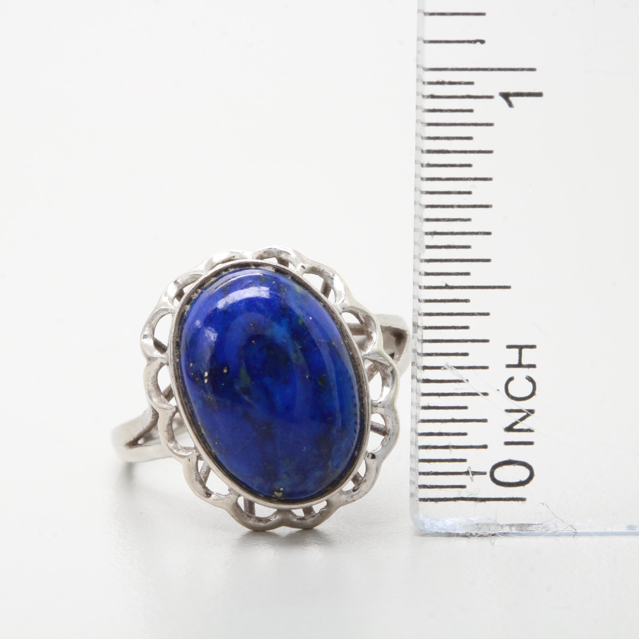 Assortment of Sterling Jewelry Featuring Imitation and Dyed Lapis Lazuli