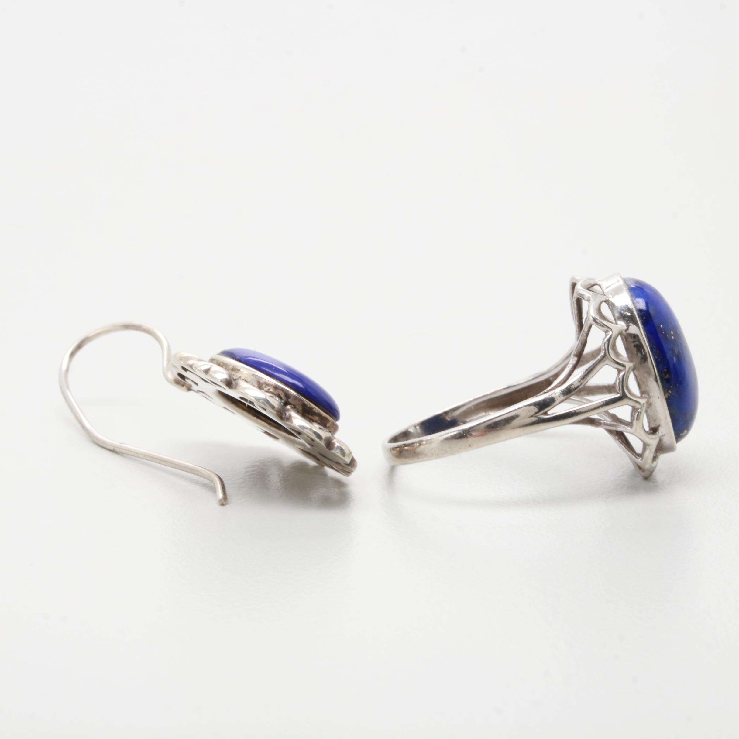 Assortment of Sterling Jewelry Featuring Imitation and Dyed Lapis Lazuli