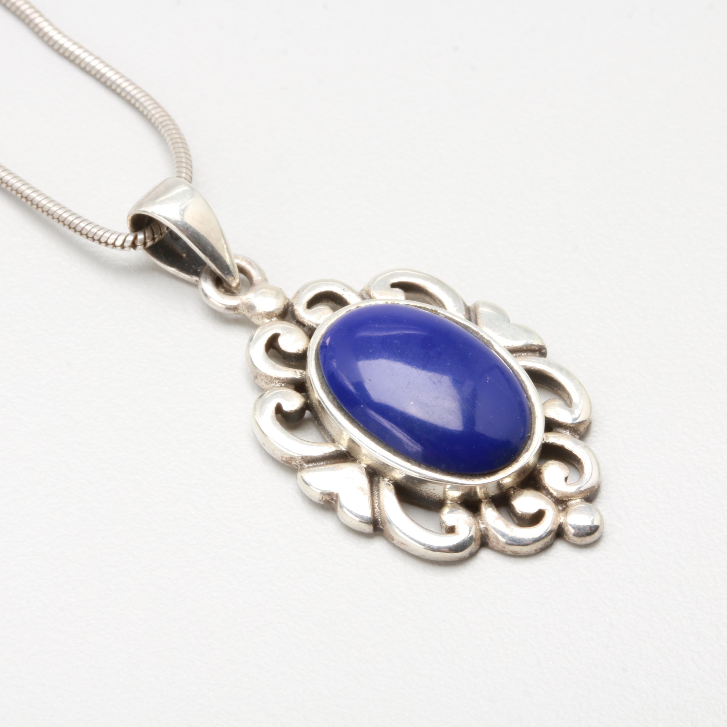 Assortment of Sterling Jewelry Featuring Imitation and Dyed Lapis Lazuli