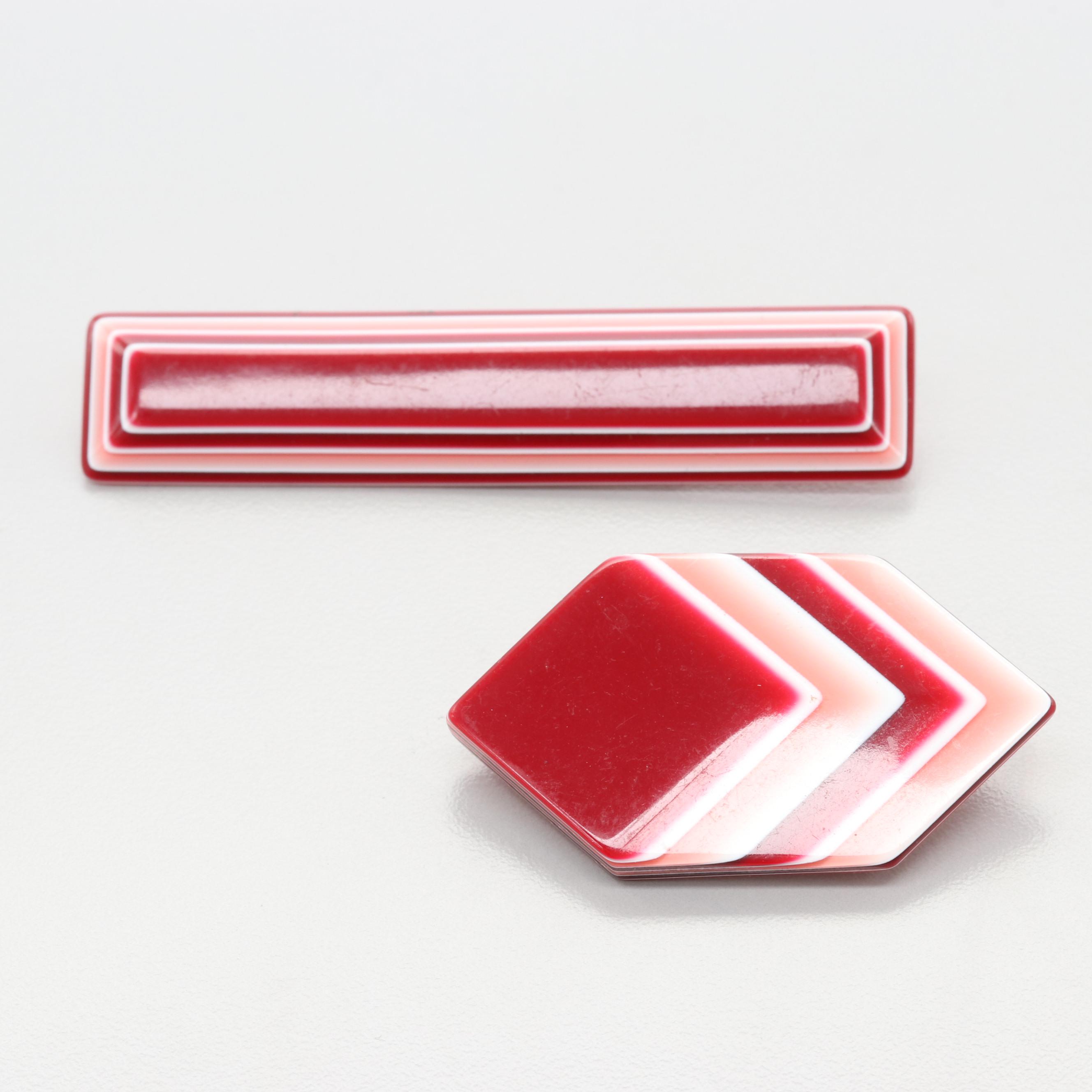 Vintage Celluloid Costume Brooches Including Lea Stein