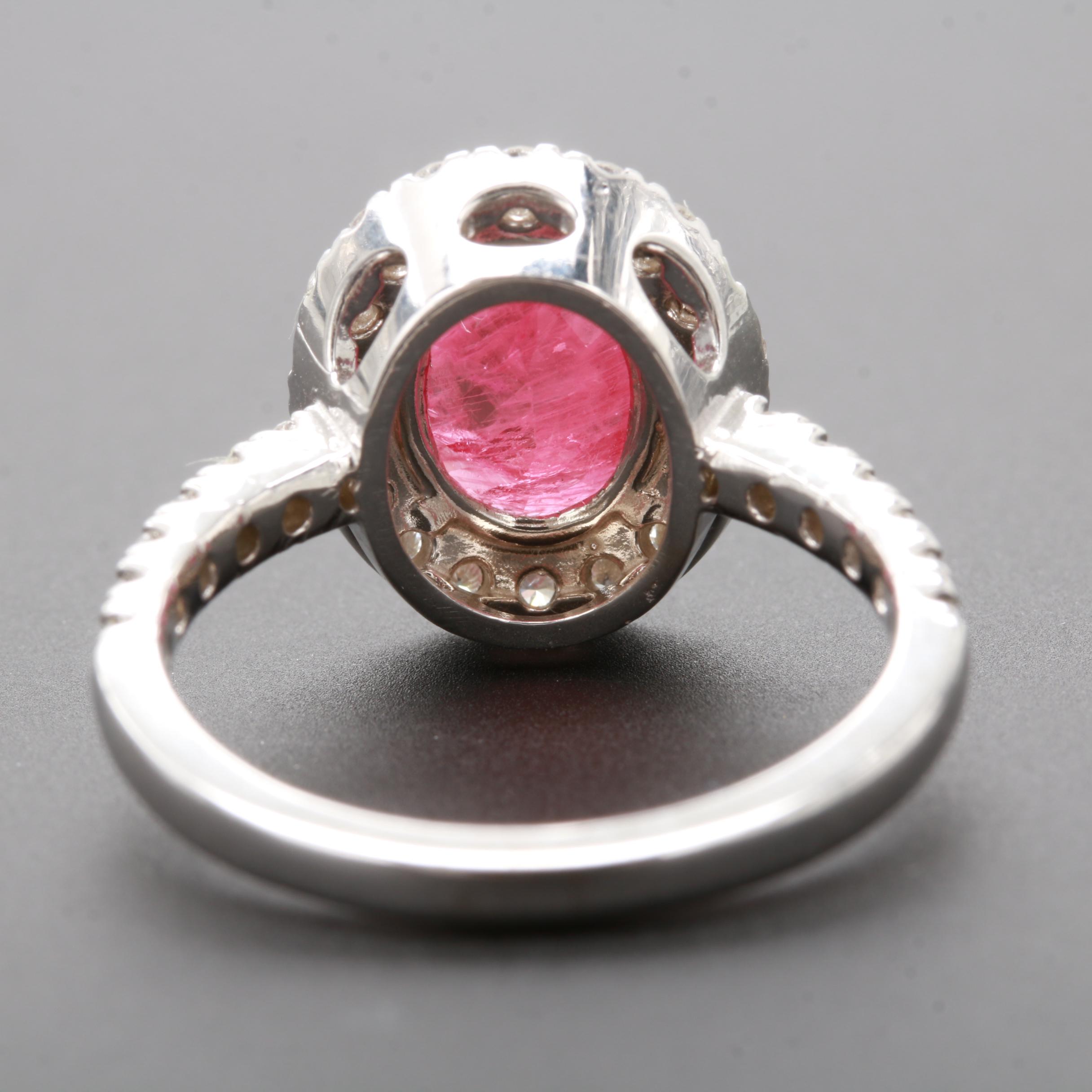 14K White Gold 2.33 CT Ruby and Diamond Ring