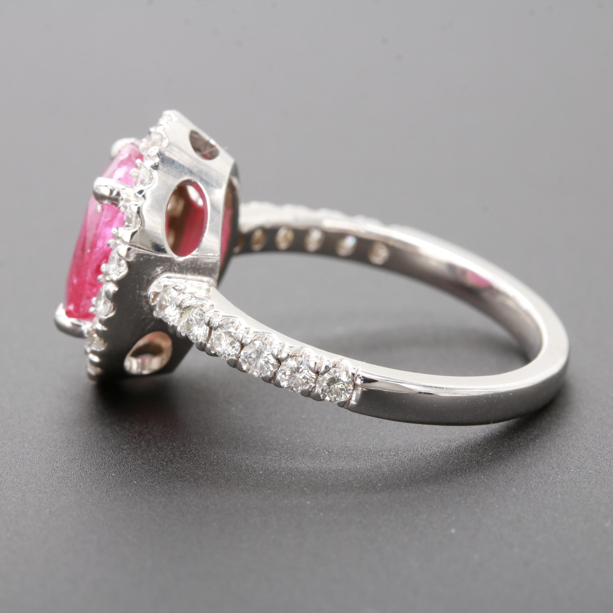 14K White Gold 2.33 CT Ruby and Diamond Ring