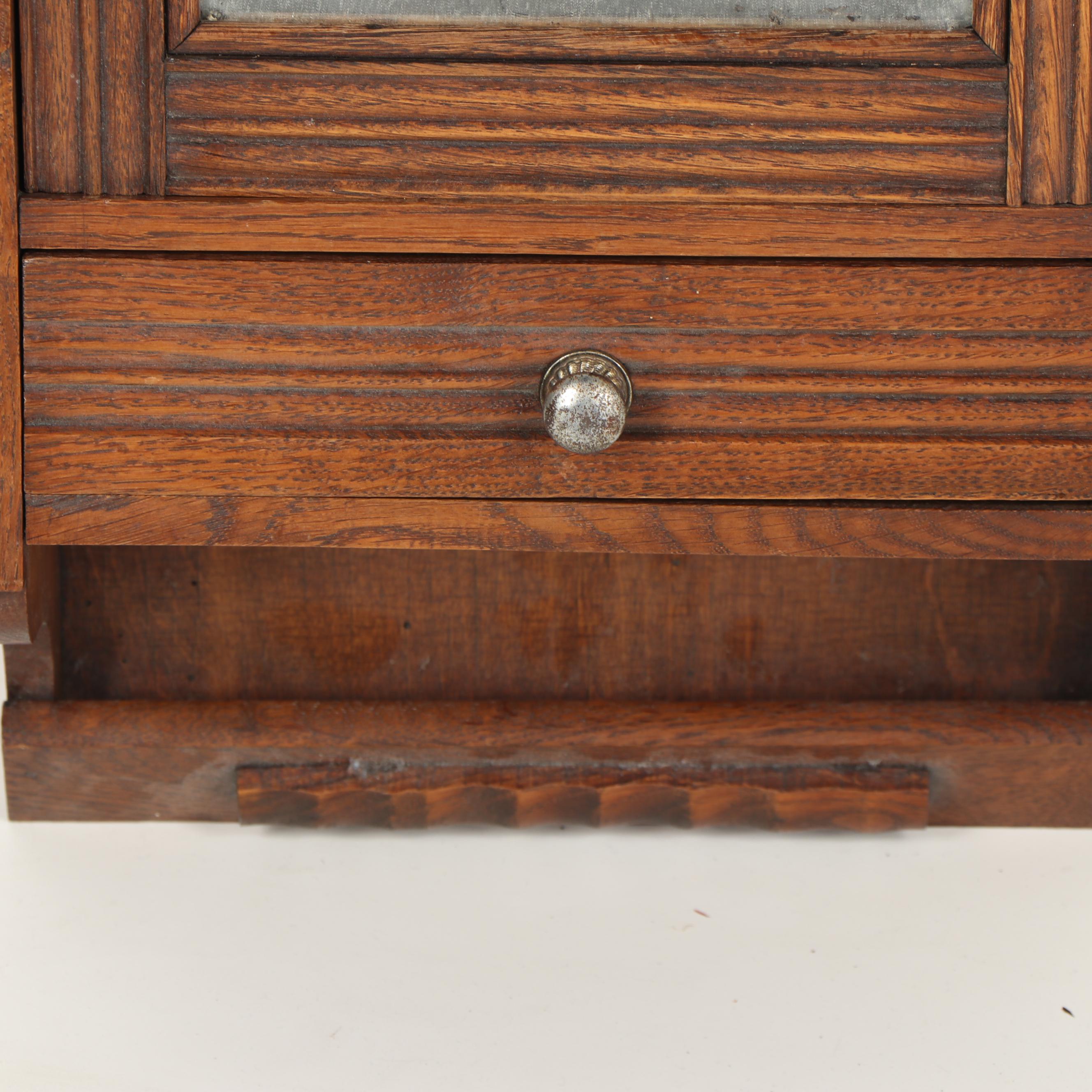 Oak Wall Cabinet with Mirror, Late 19th Century