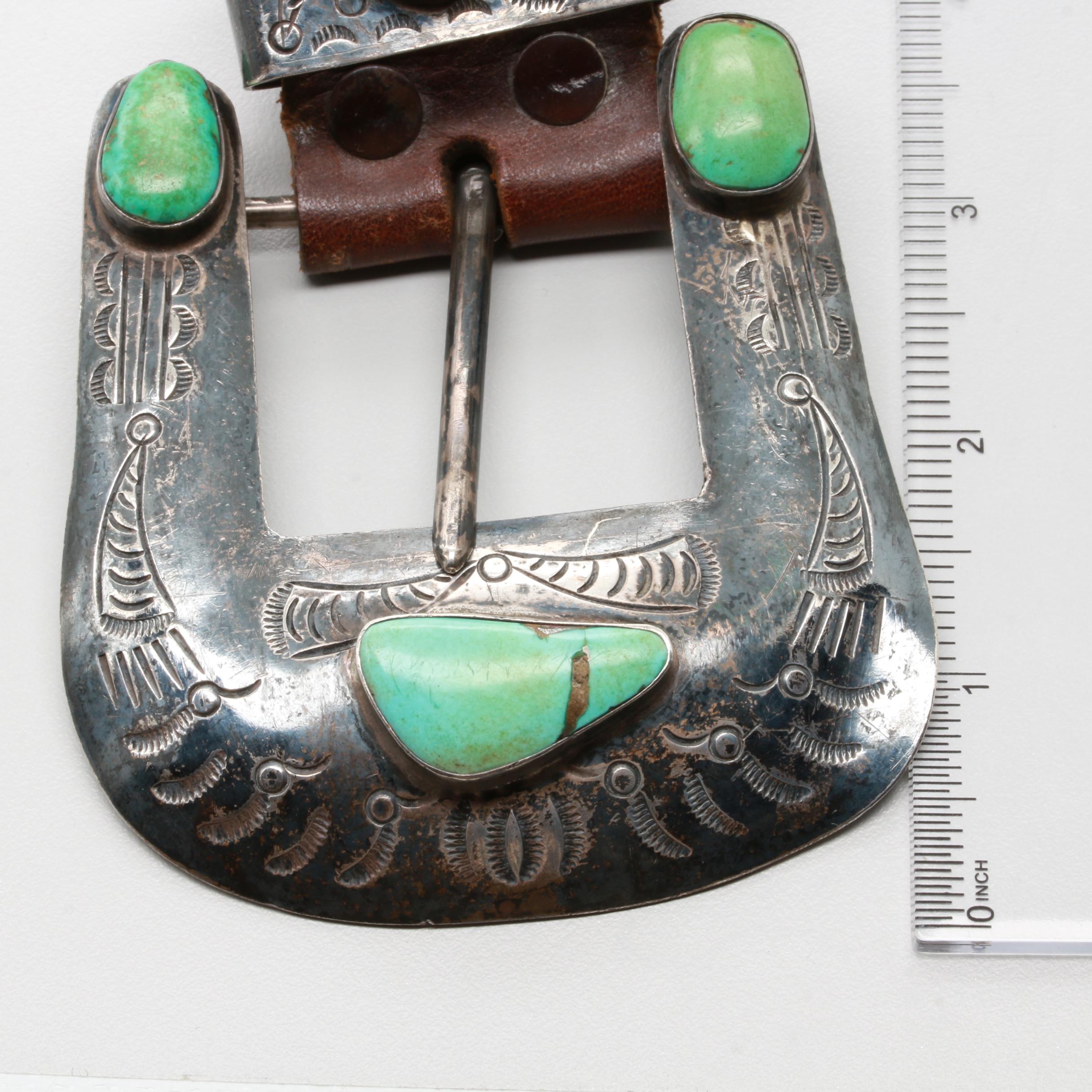 Southwestern Style Belt with Sterling Silver and Turquoise