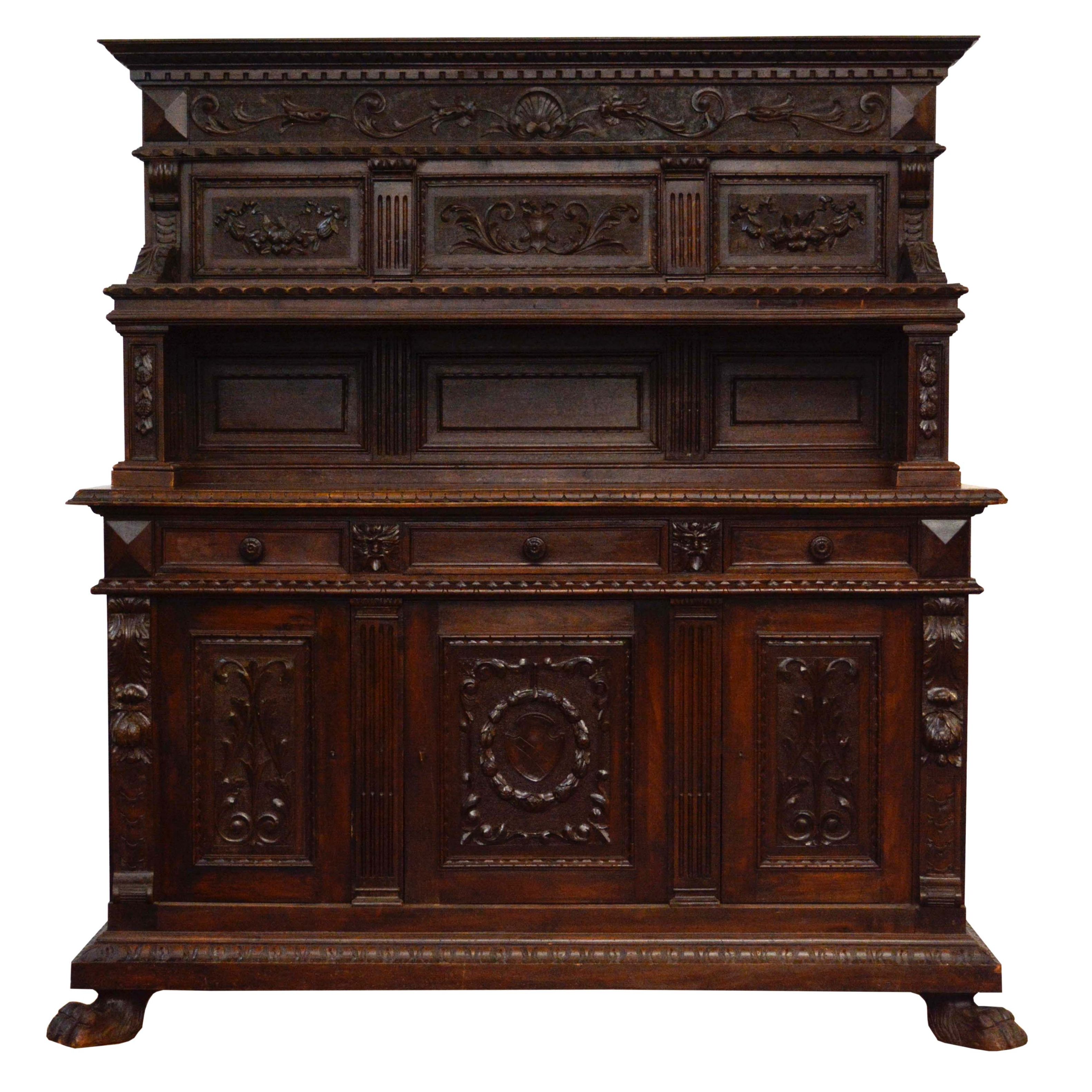 Renaissance Revival Style Carved Walnut Sideboard, Mid 19th Century