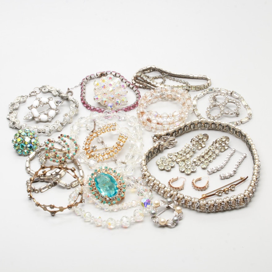 Costume Jewelry Collection with Glass, Imitation Pearl and Imitation Turquoise