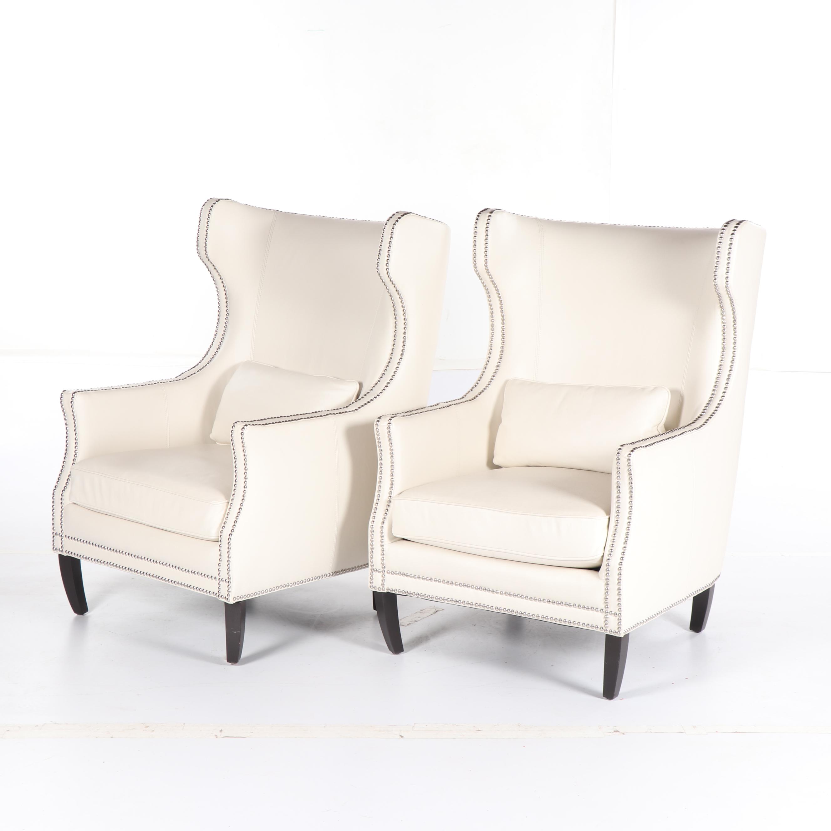 "Davis" Leather Wingback Armchairs by Z Gallerie, 21st Century