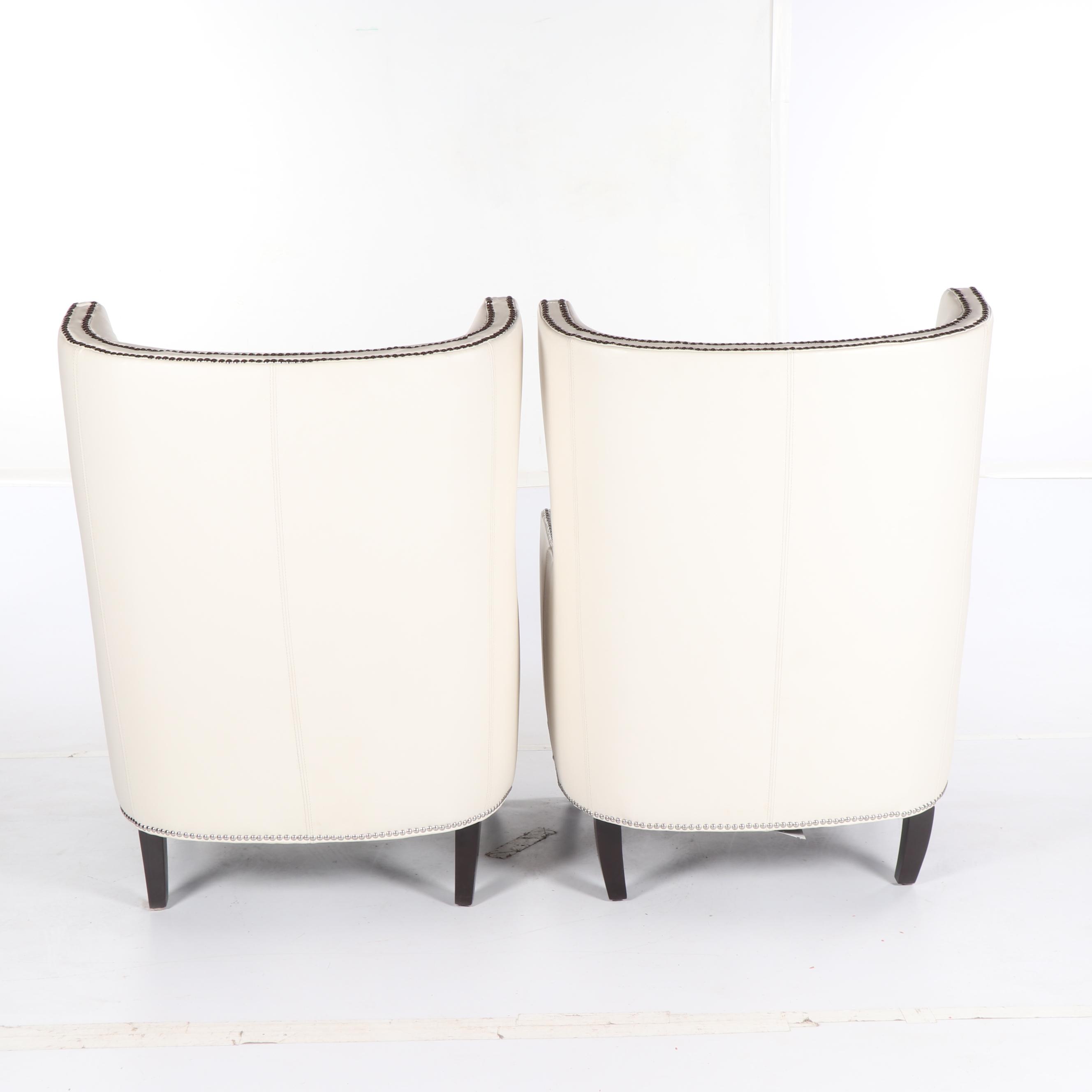 "Davis" Leather Wingback Armchairs by Z Gallerie, 21st Century