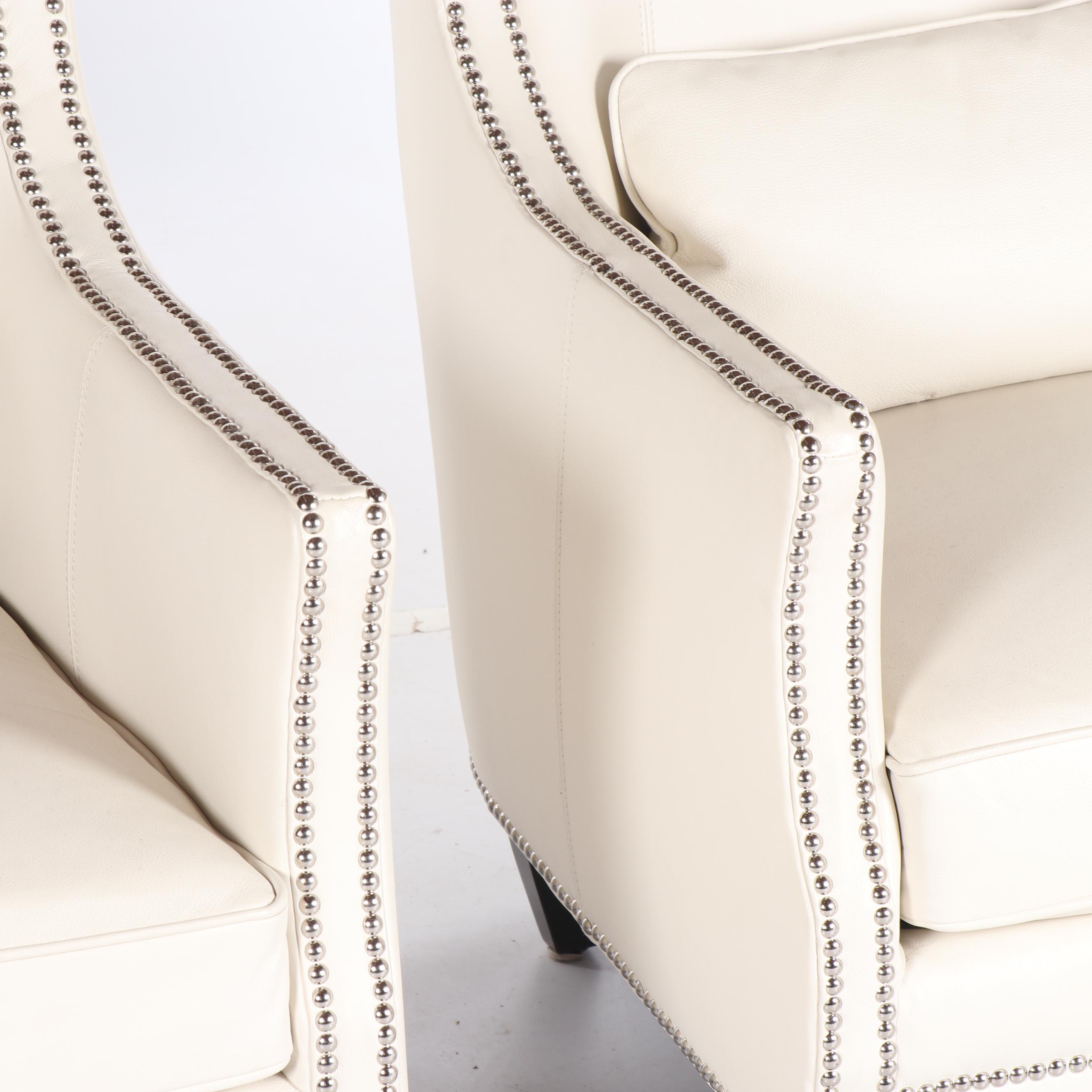 "Davis" Leather Wingback Armchairs by Z Gallerie, 21st Century