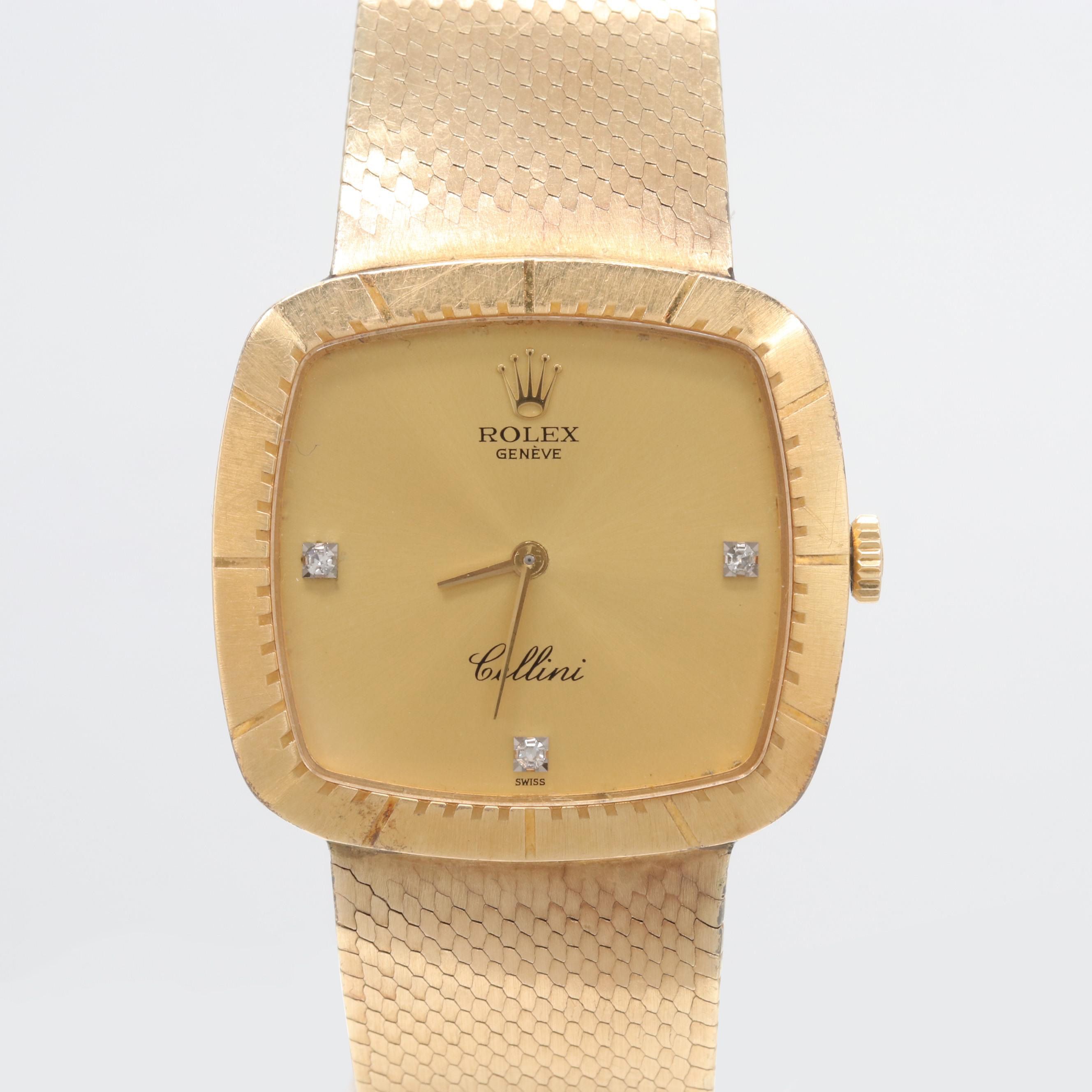 1976 Rolex Cellini 18K Yellow Gold Diamond Watch