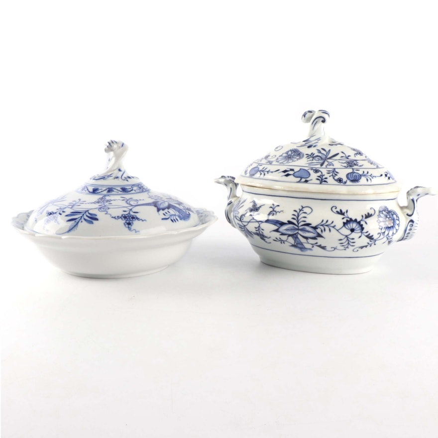 Meissen Porcelain Covered Vegetable Dish and Covered Soup Tureen