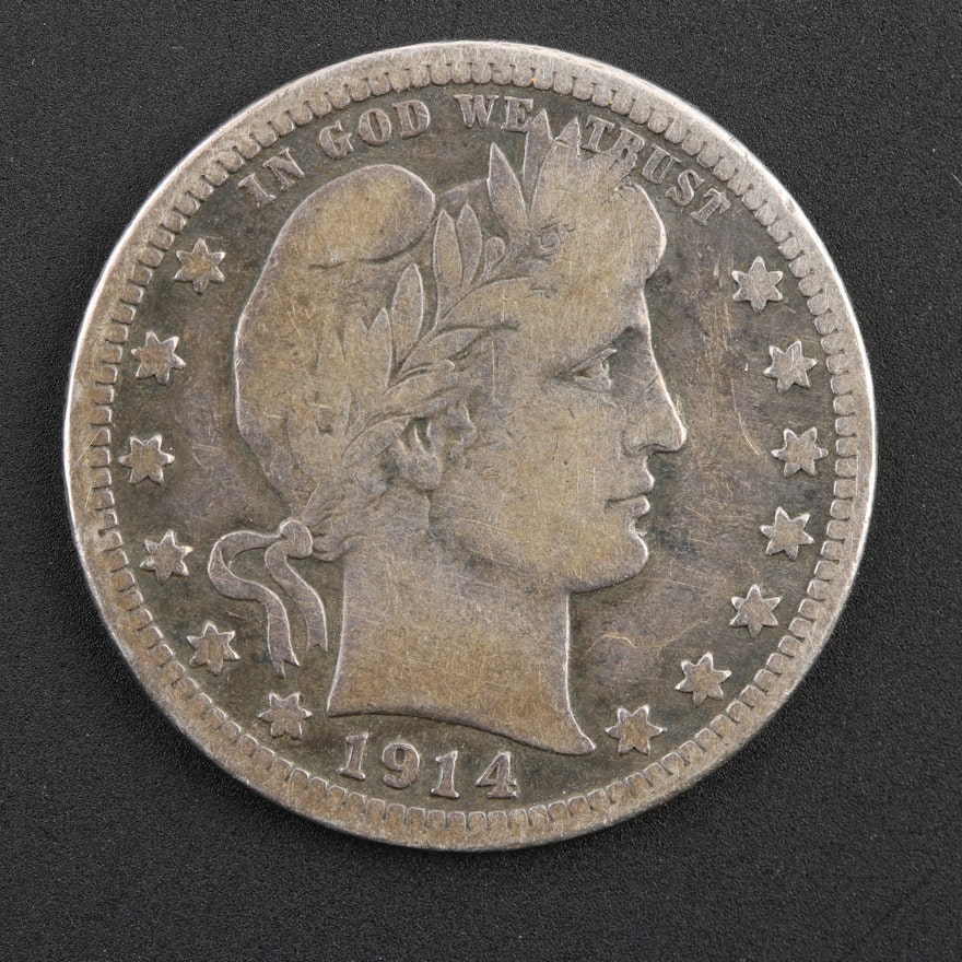 Key Date 1914-S Silver Barber Quarter