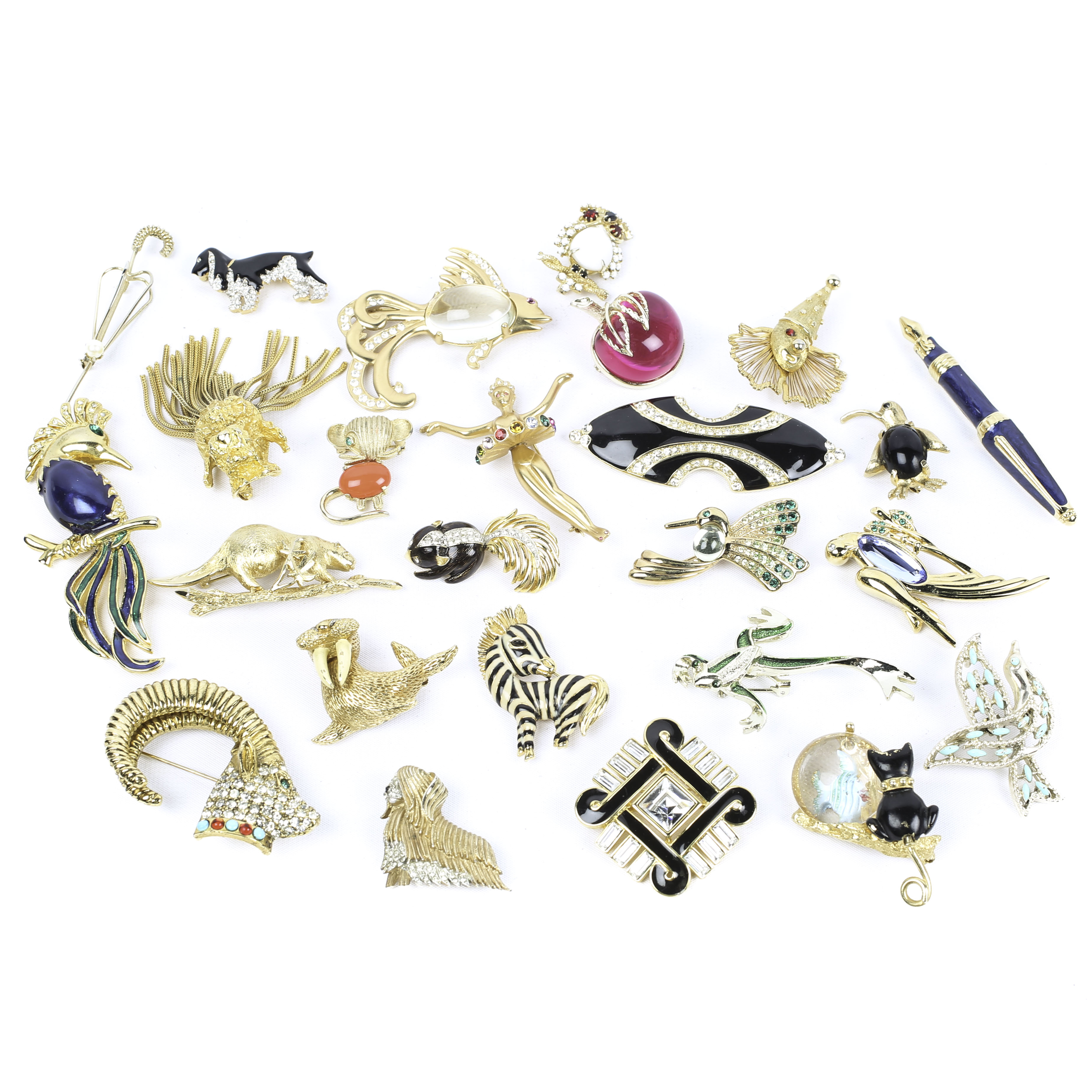 Collection of Costume Brooches featuring Jelly Belly Style Animal Brooches