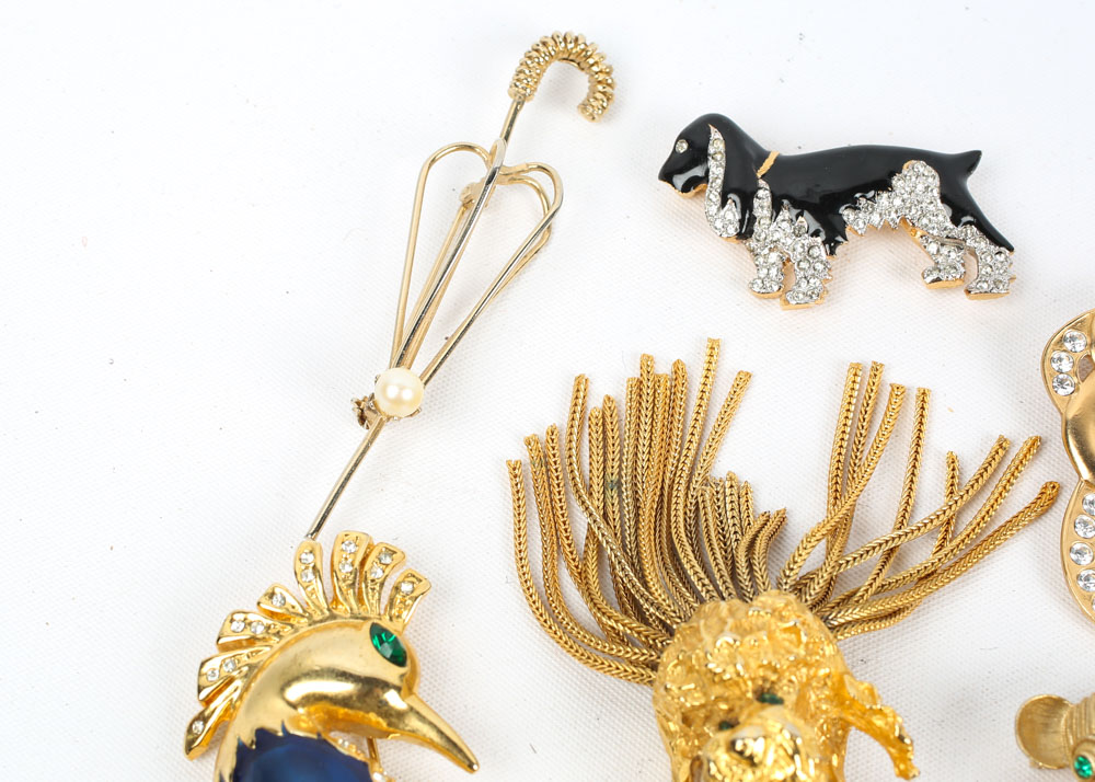 Collection of Costume Brooches featuring Jelly Belly Style Animal Brooches