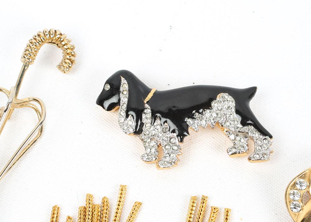 Collection of Costume Brooches featuring Jelly Belly Style Animal Brooches
