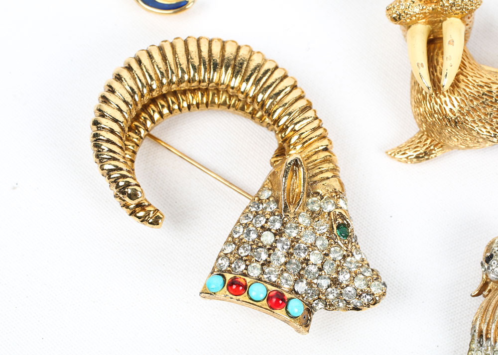 Collection of Costume Brooches featuring Jelly Belly Style Animal Brooches