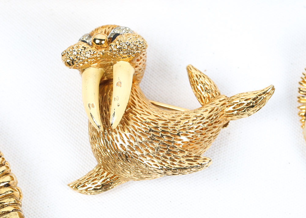 Collection of Costume Brooches featuring Jelly Belly Style Animal Brooches