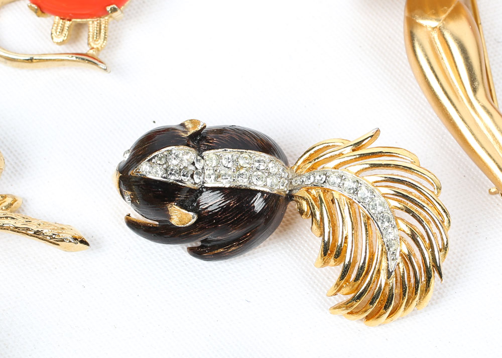 Collection of Costume Brooches featuring Jelly Belly Style Animal Brooches