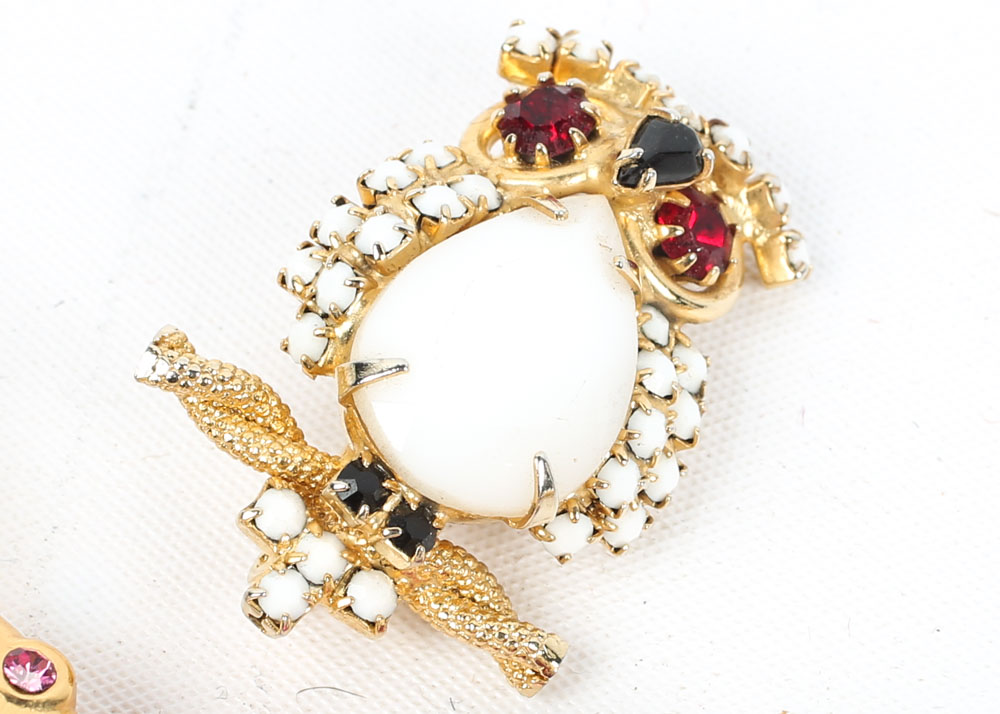 Collection of Costume Brooches featuring Jelly Belly Style Animal Brooches