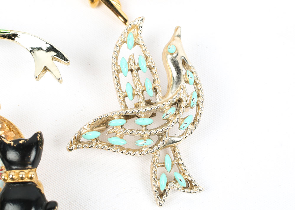 Collection of Costume Brooches featuring Jelly Belly Style Animal Brooches