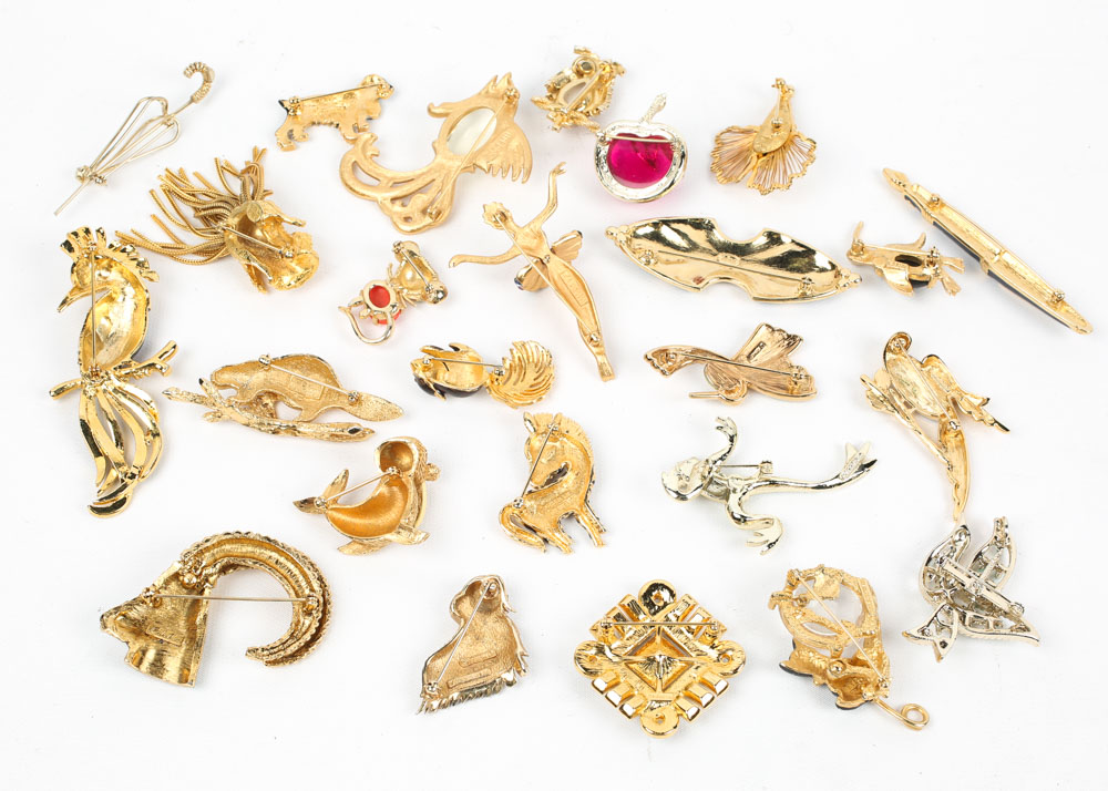 Collection of Costume Brooches featuring Jelly Belly Style Animal Brooches