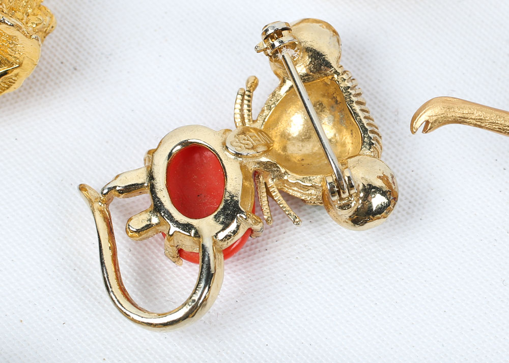 Collection of Costume Brooches featuring Jelly Belly Style Animal Brooches