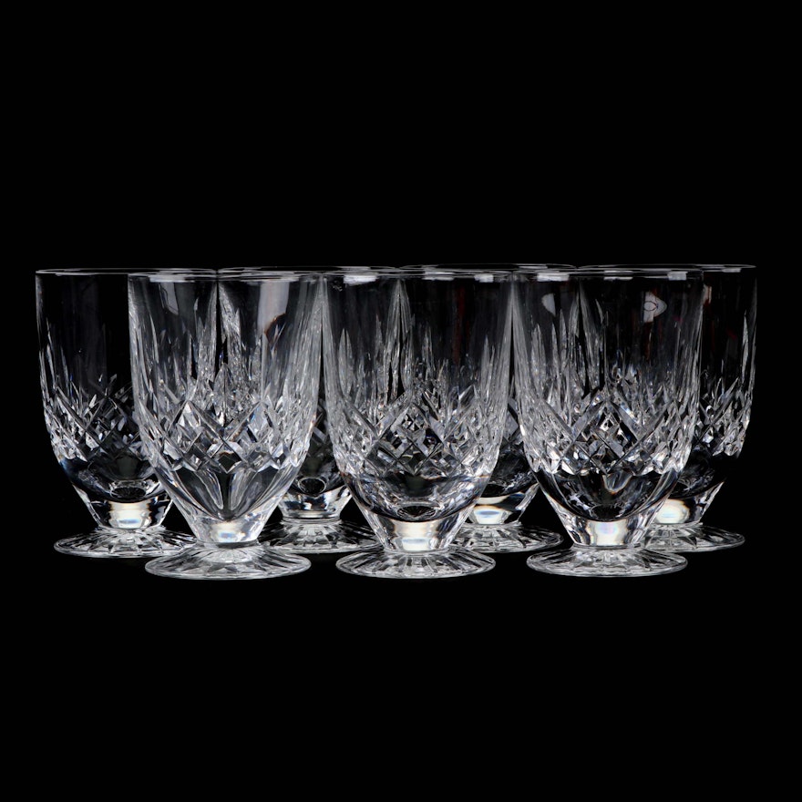 Waterford "Lismore" Leaded Glass Footed Water Glasses