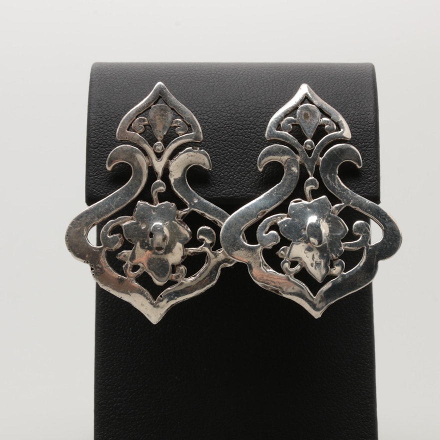 Sterling Silver Arabesque Motif Earrings