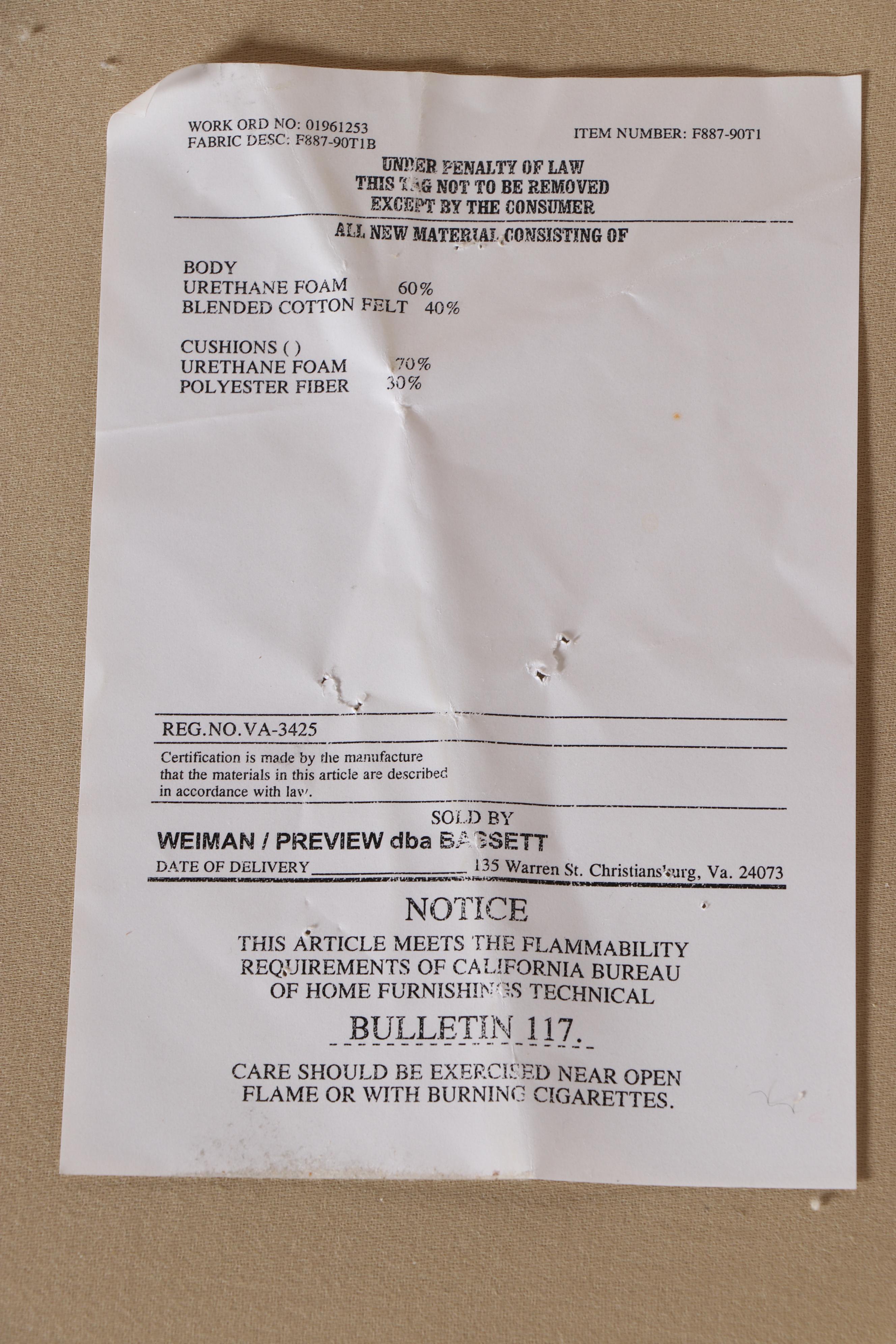 Contemporary Upholstered Sofa by Bassett