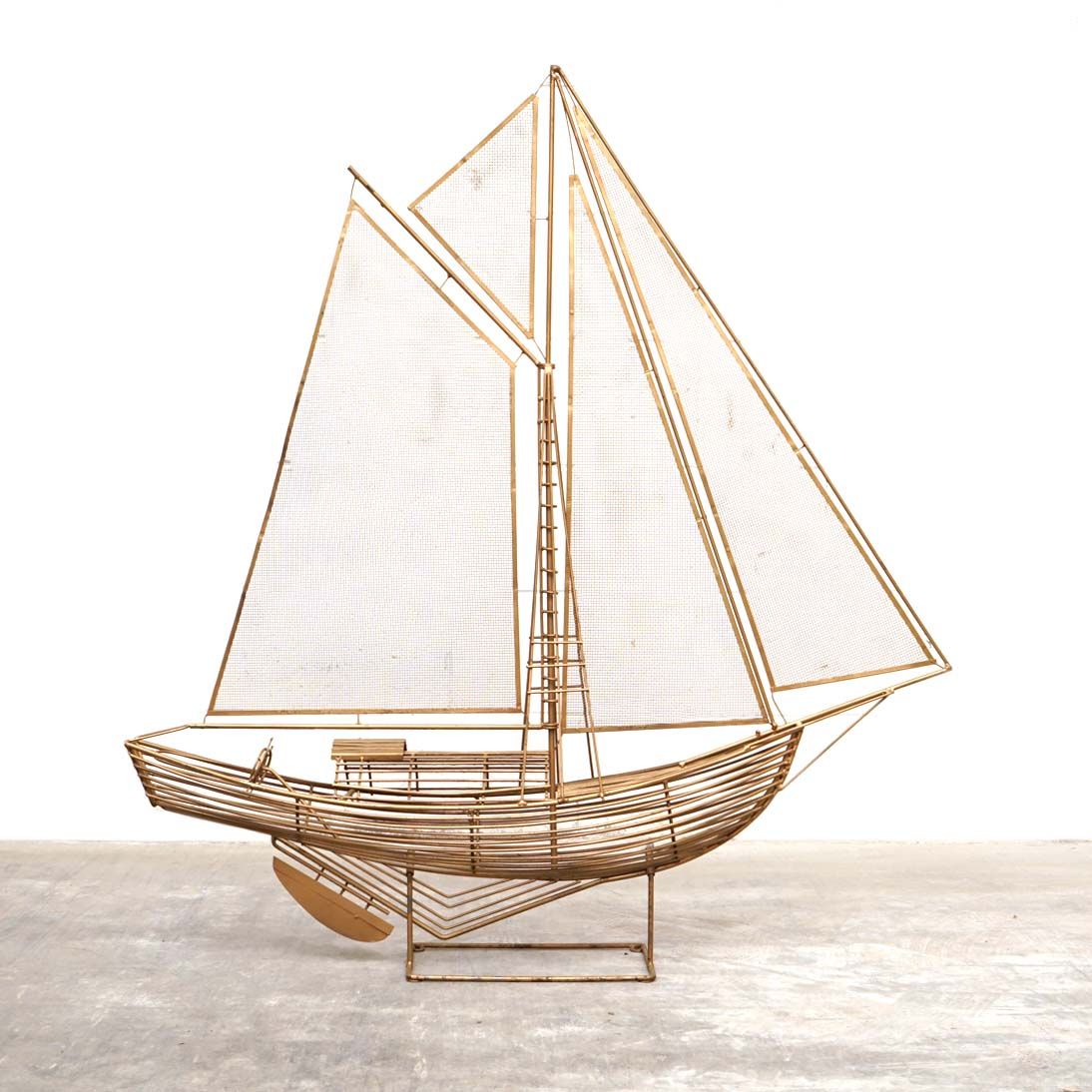 Curtis Jeré Style Wire Sailboat Sculpture