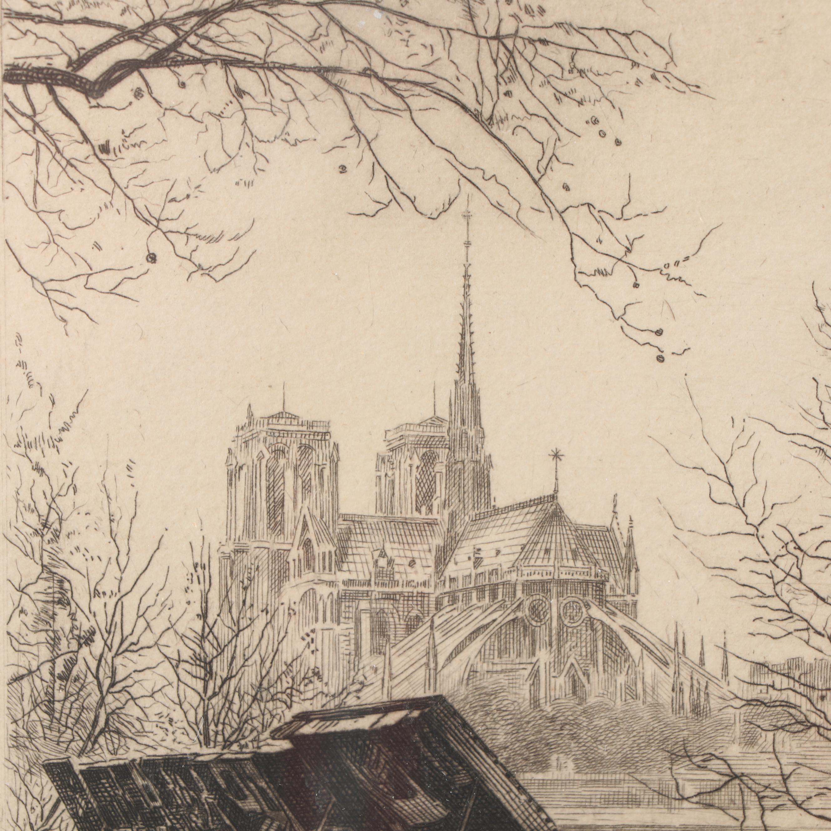Antoine "Yvon" Monay Etching of Paris