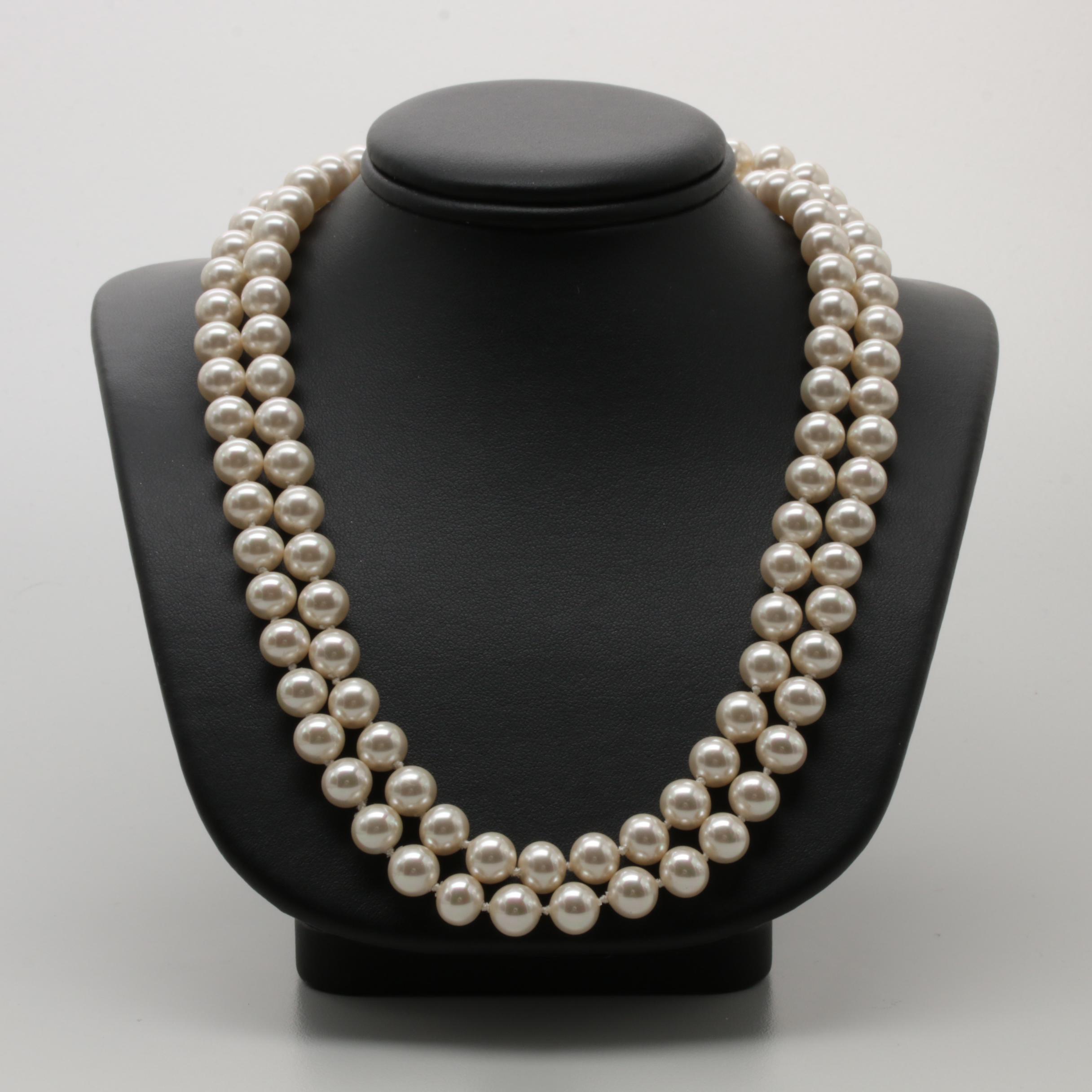 Imitation Pearl Necklaces with Tori Burch Dome Ring