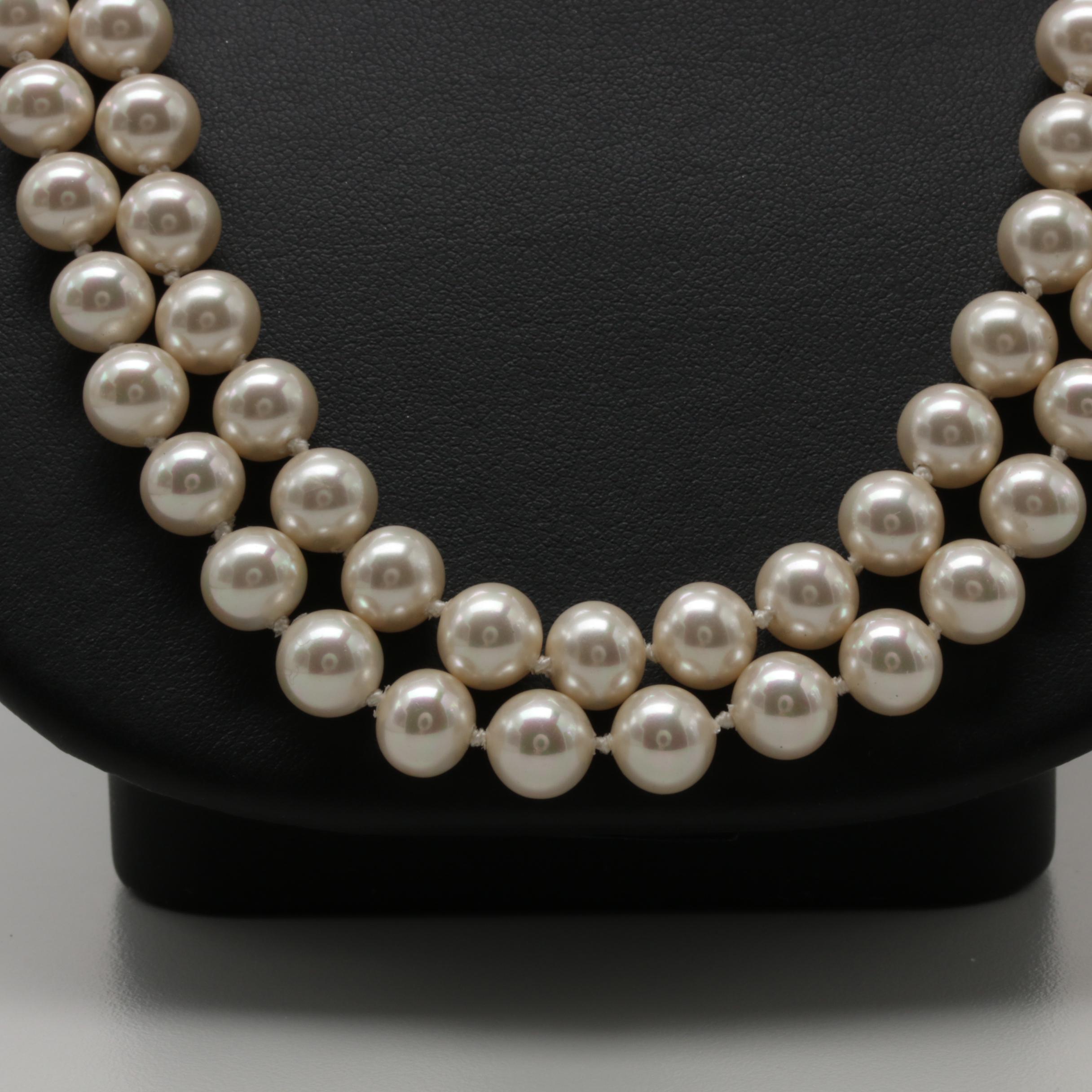 Imitation Pearl Necklaces with Tori Burch Dome Ring
