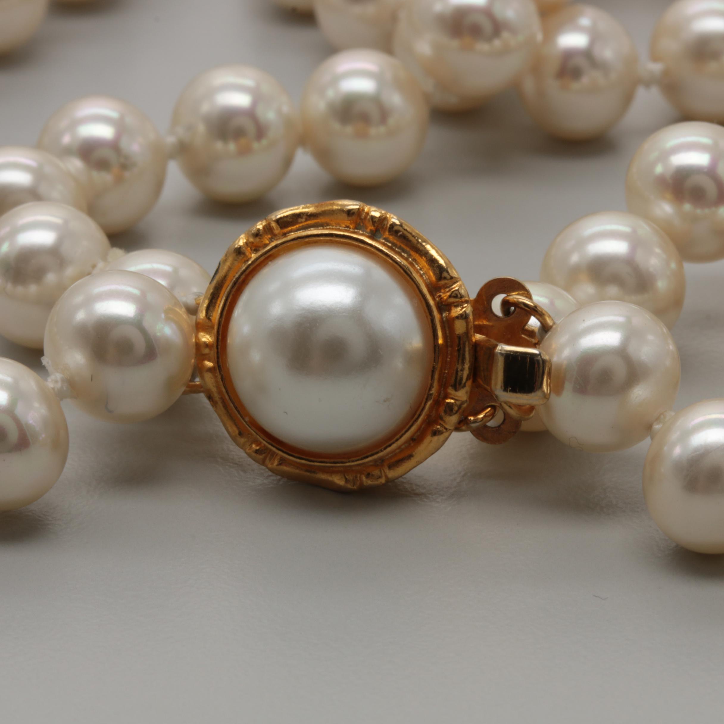 Imitation Pearl Necklaces with Tori Burch Dome Ring